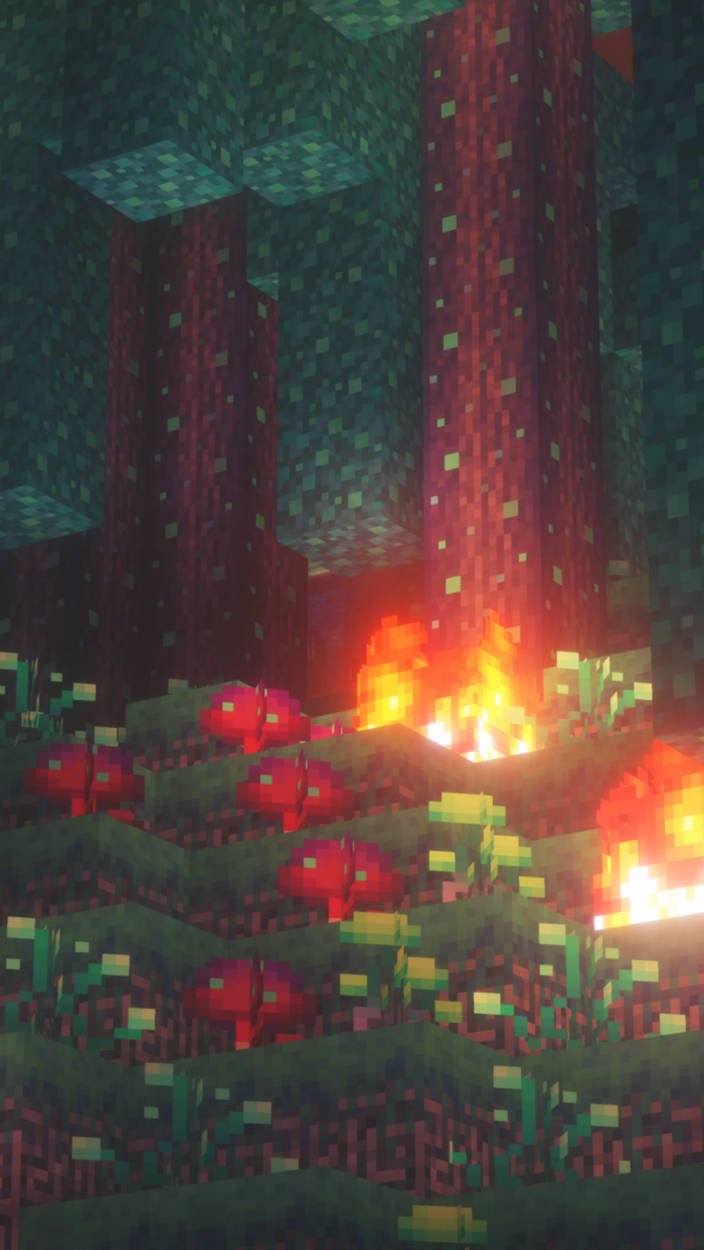 Red Mushroom Mobs Minecraft Iphone Background