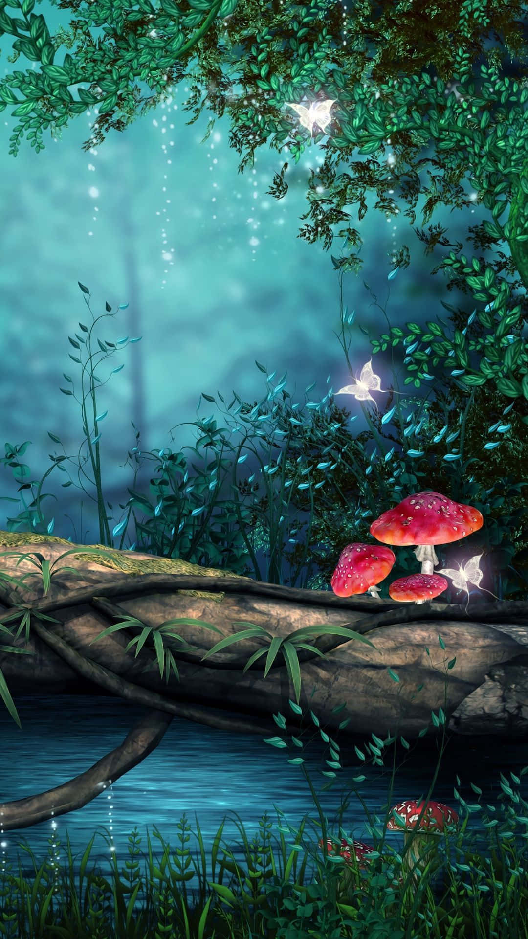 Red Mushrooms On Tree Nature Android Hd Background