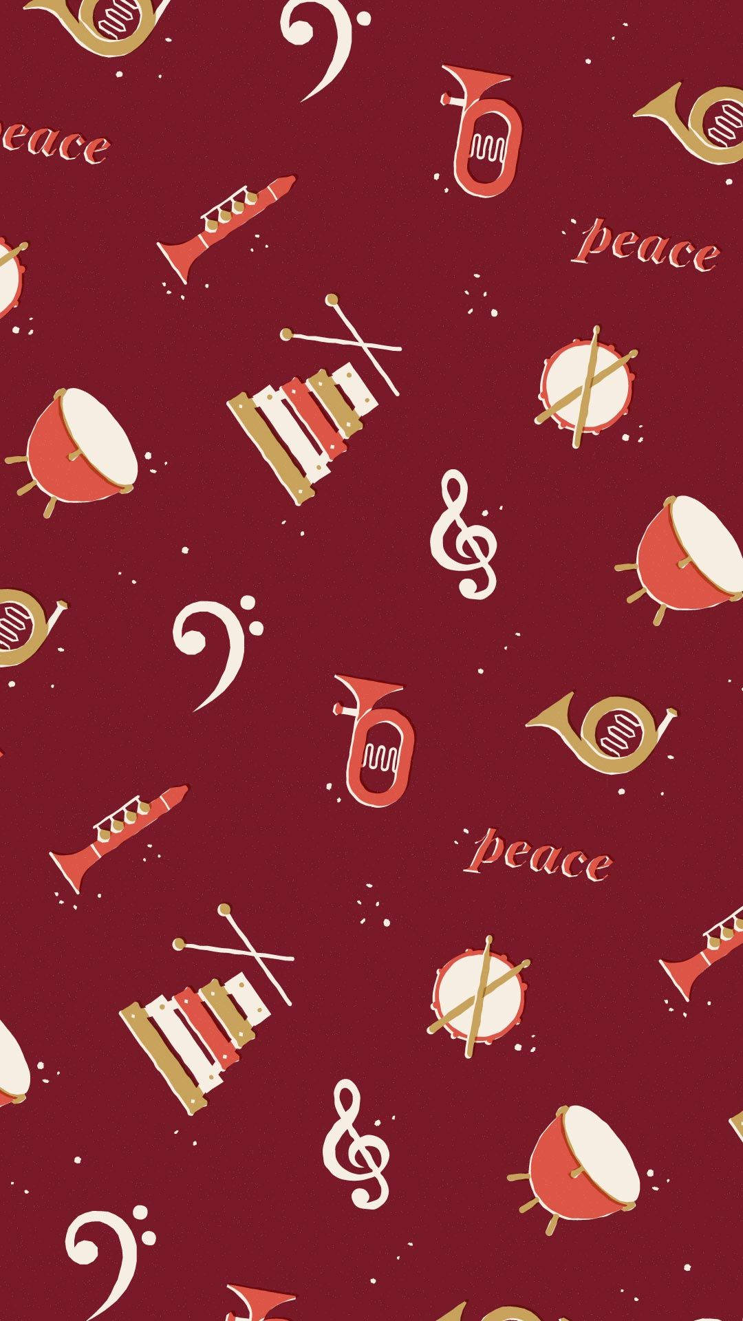 Red Musical Christmas Festive Digital Illustration