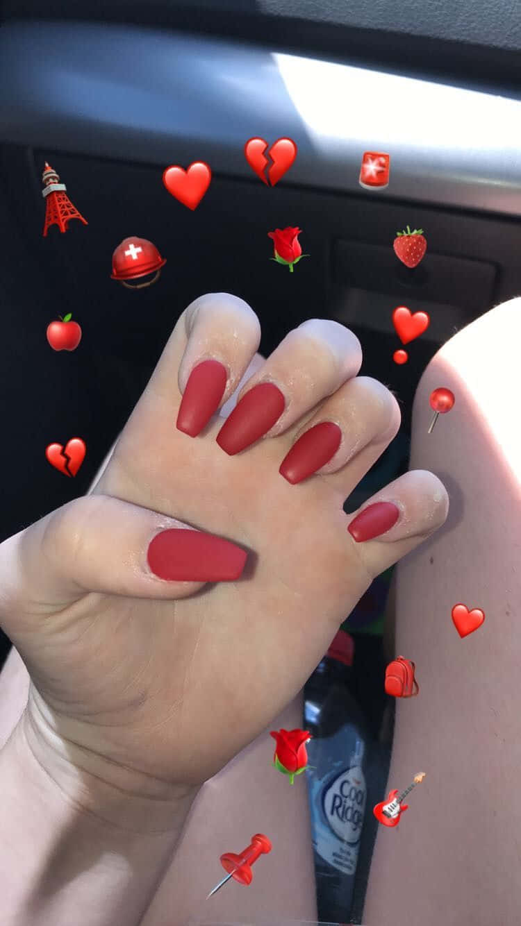 Red Nails And Hearts Aesthetic Tumblr Background
