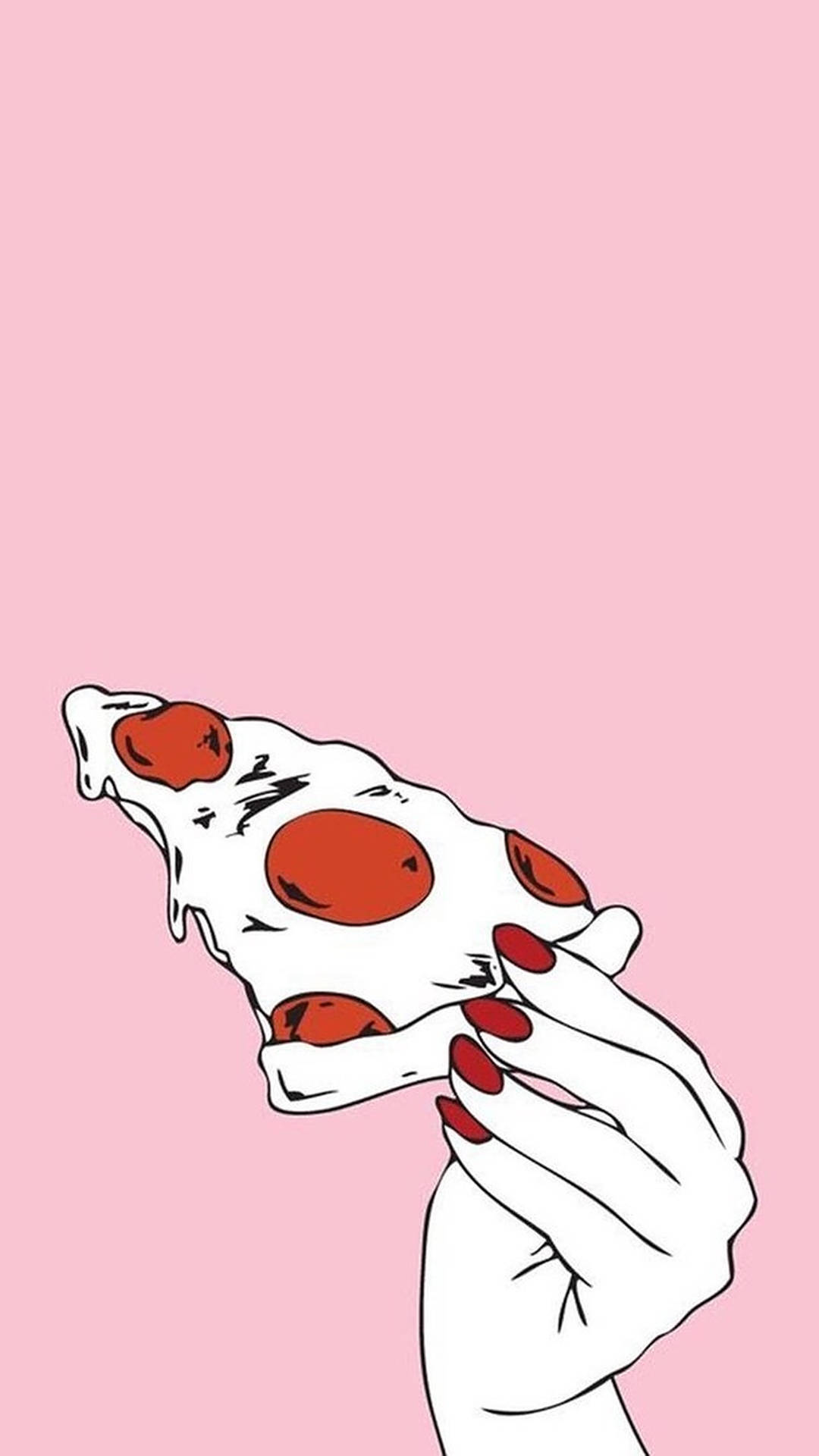 Red Nails Pizza Digital Art Background