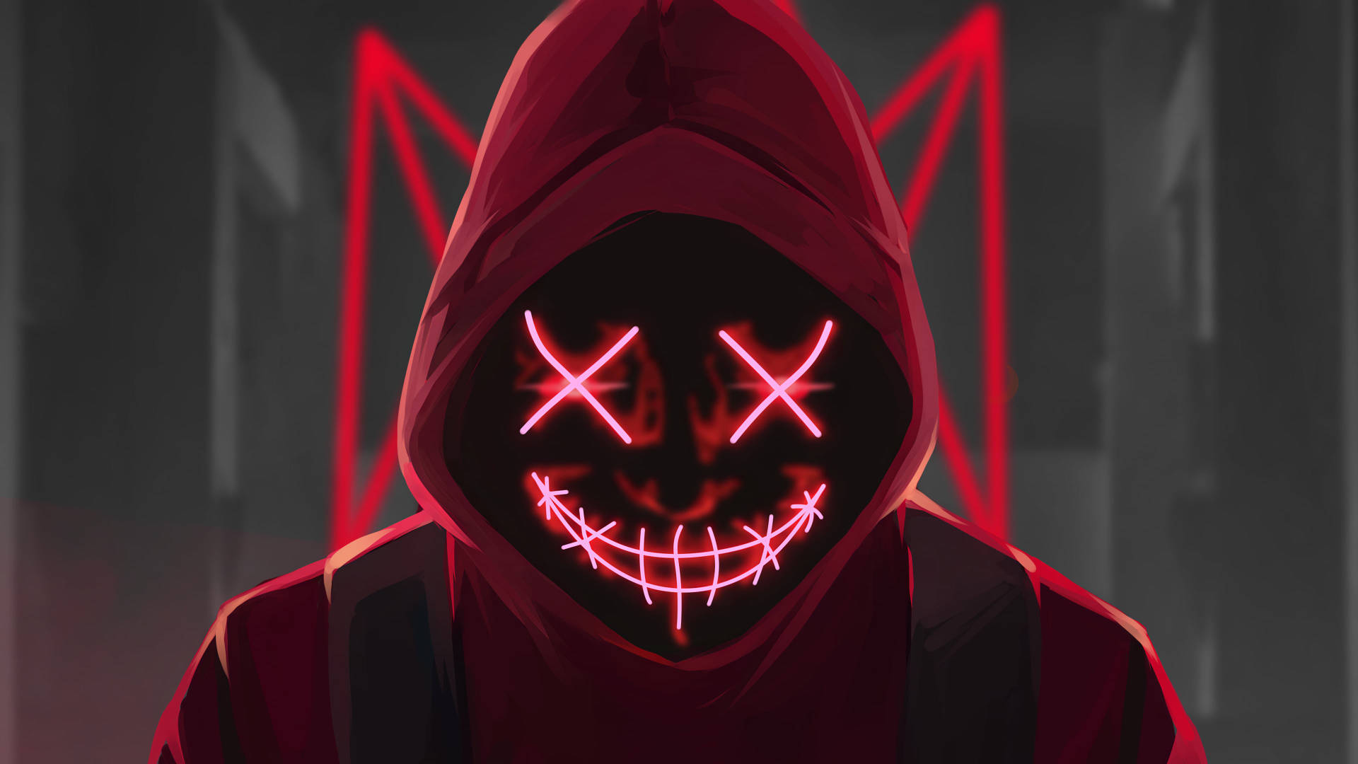 Red Neon Smile Background