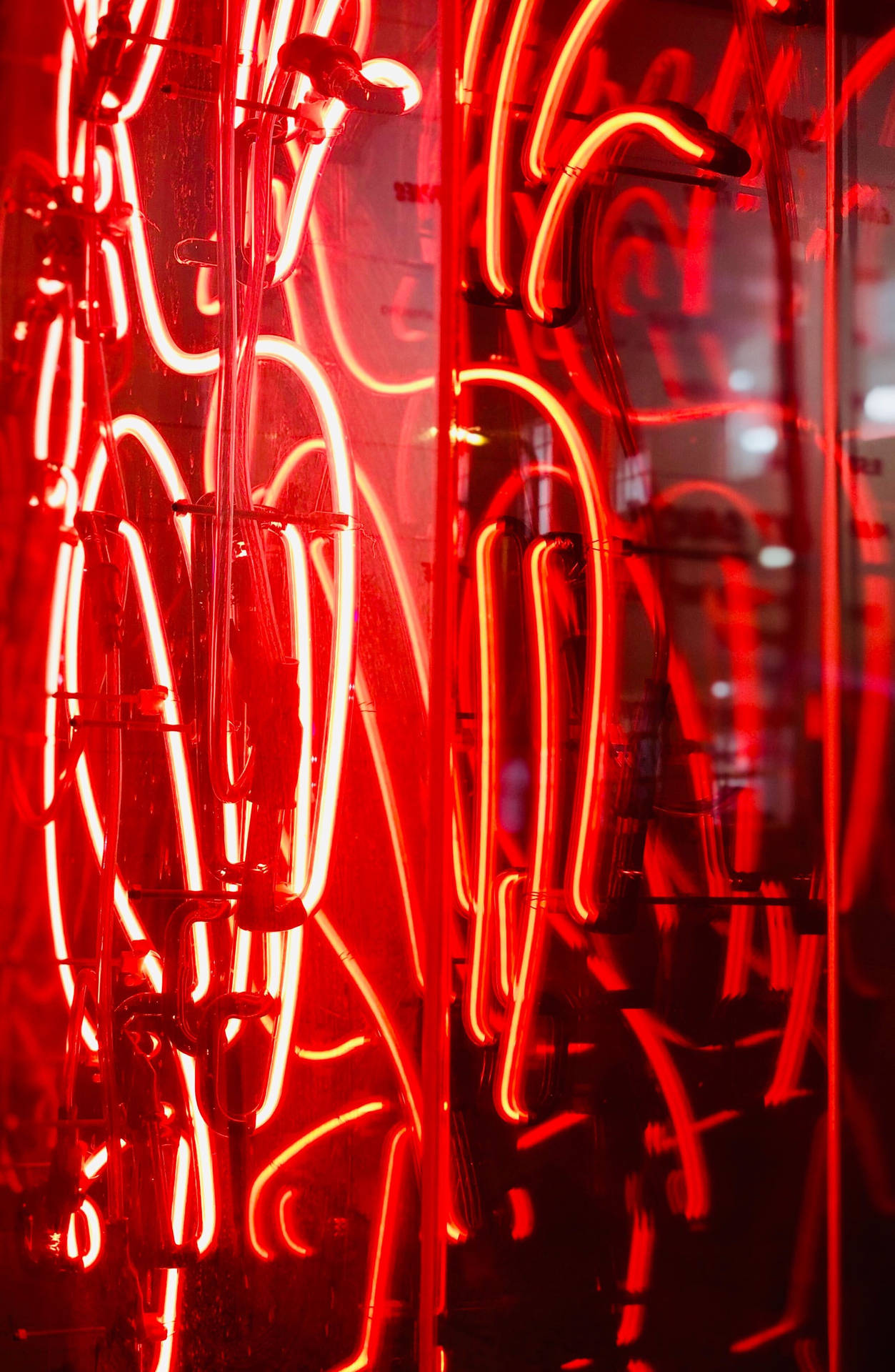 Red Neon Wires Background