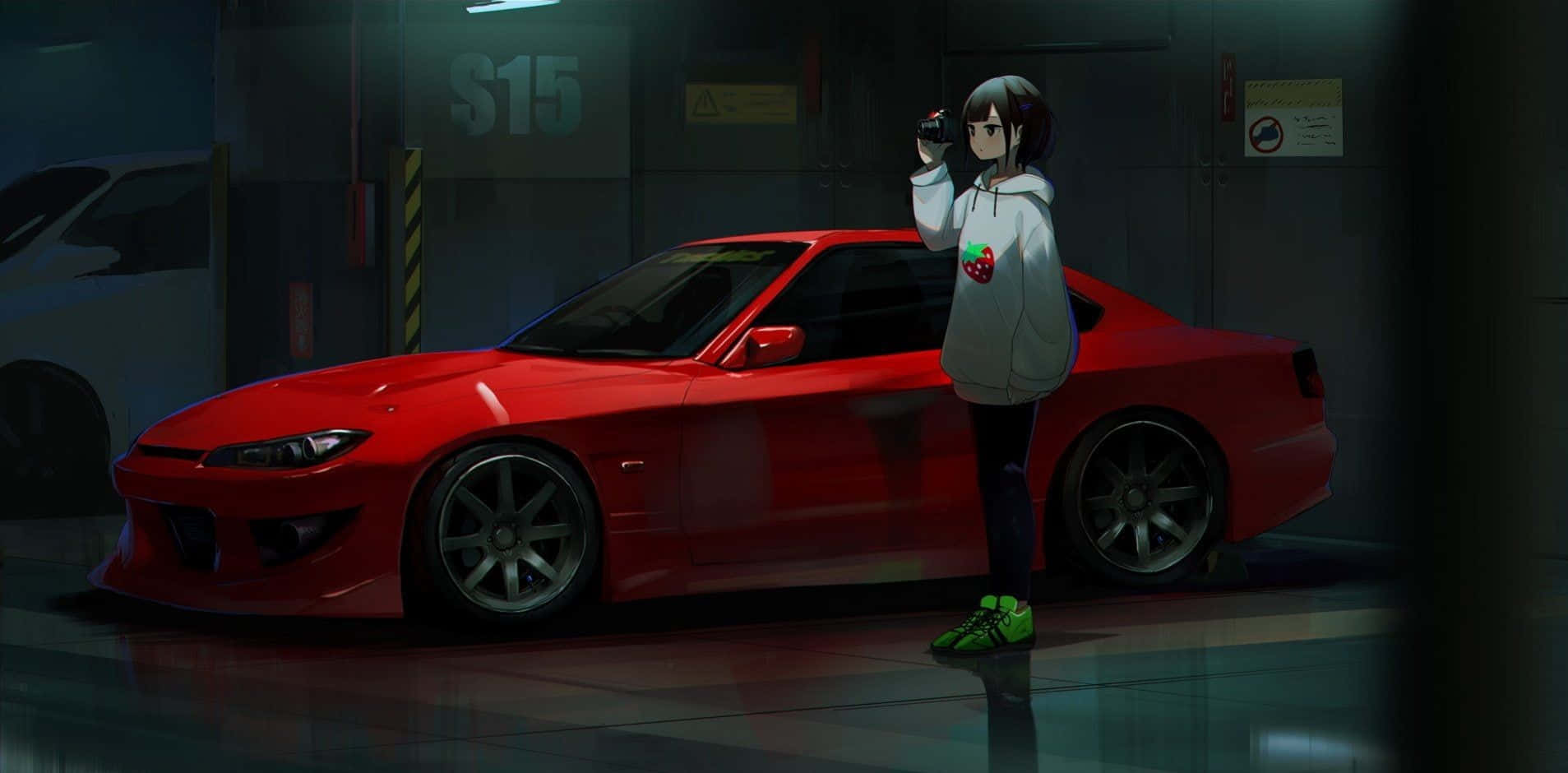 Red Nissan Silvia S15 Jdm Anime