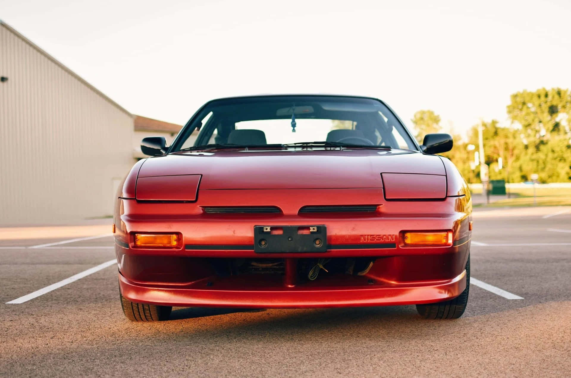 Red Nissan240sx Front View Parked