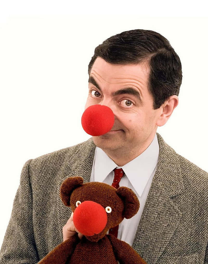 Red Nosed Man With Teddy Bear Background