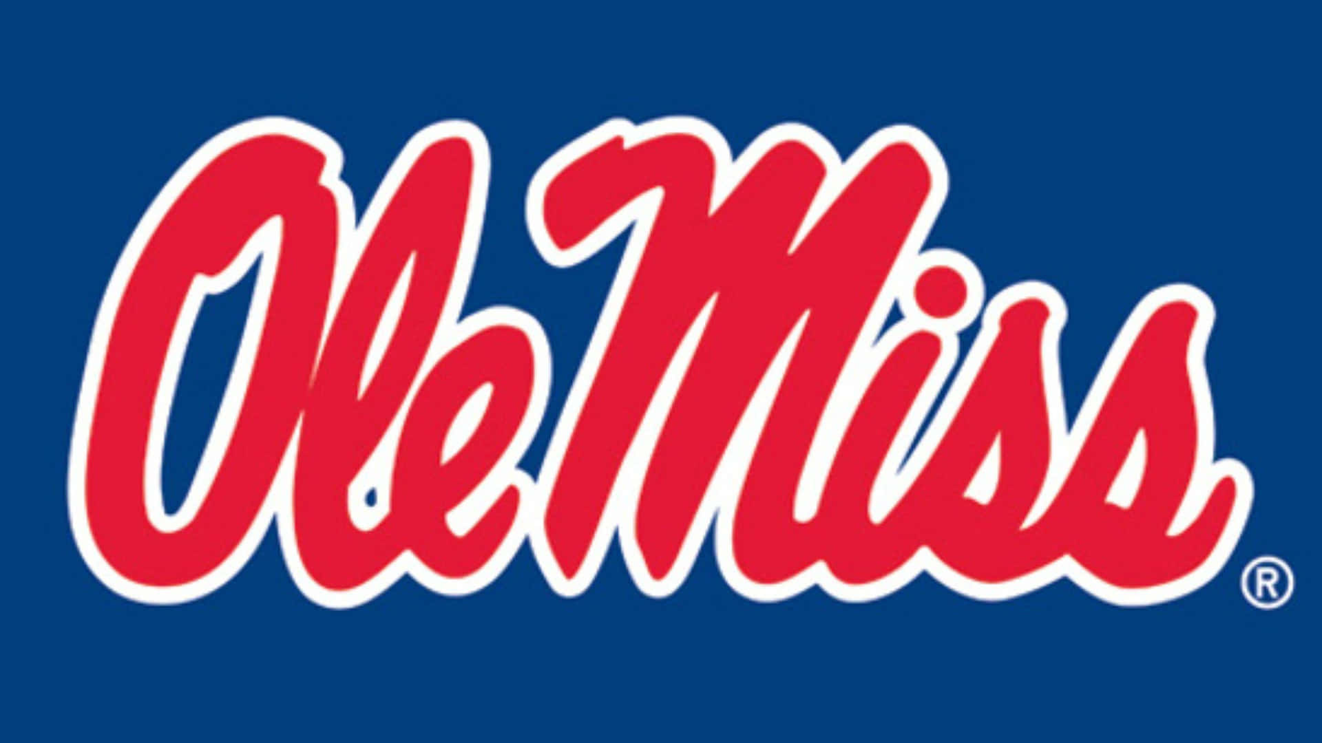 Red Ole Miss Logo Blue Art Background