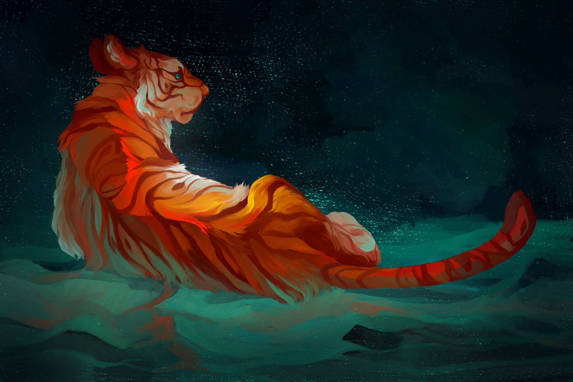 Red Orange Tiger Art