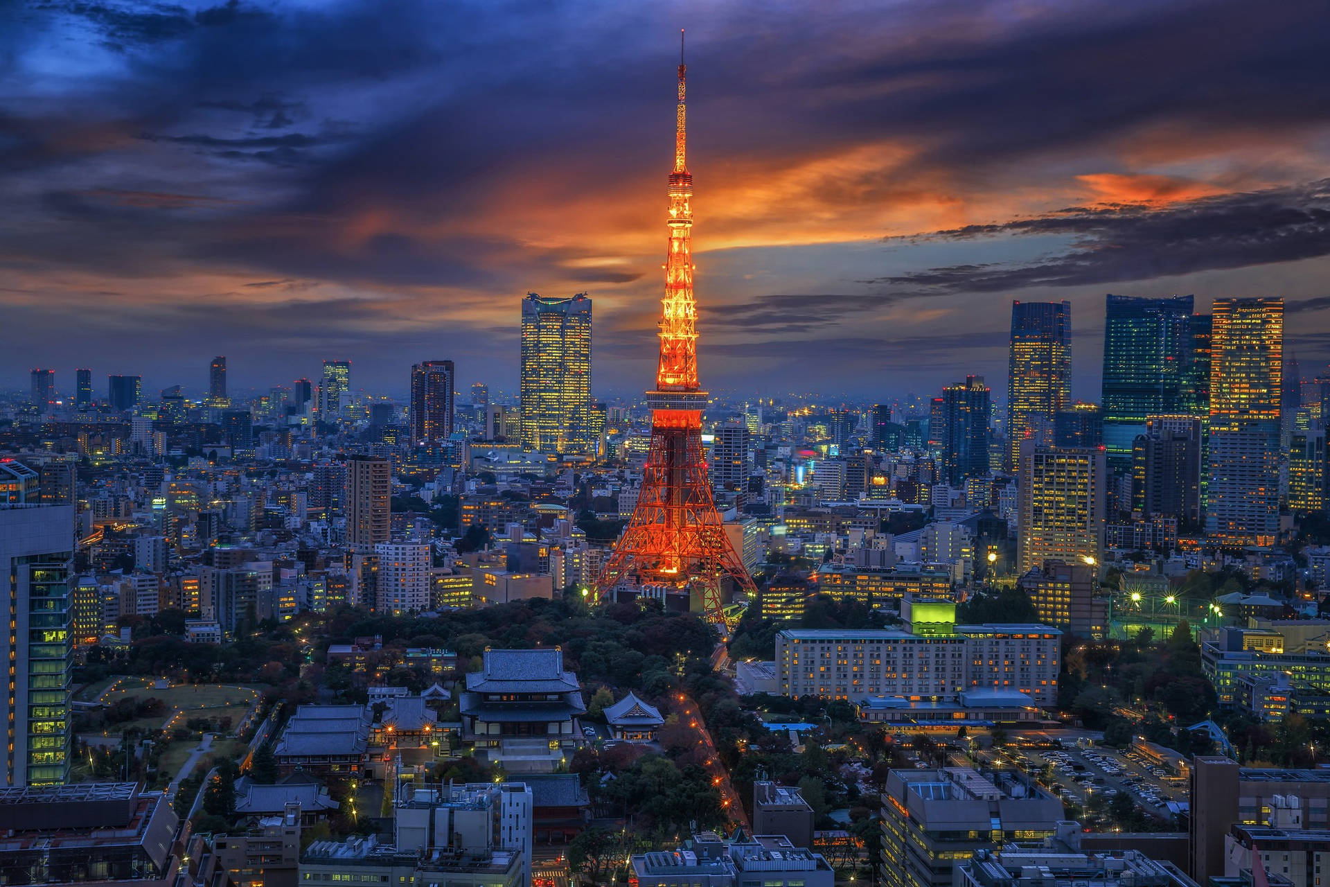 Red Orange Tokyo Tower Background