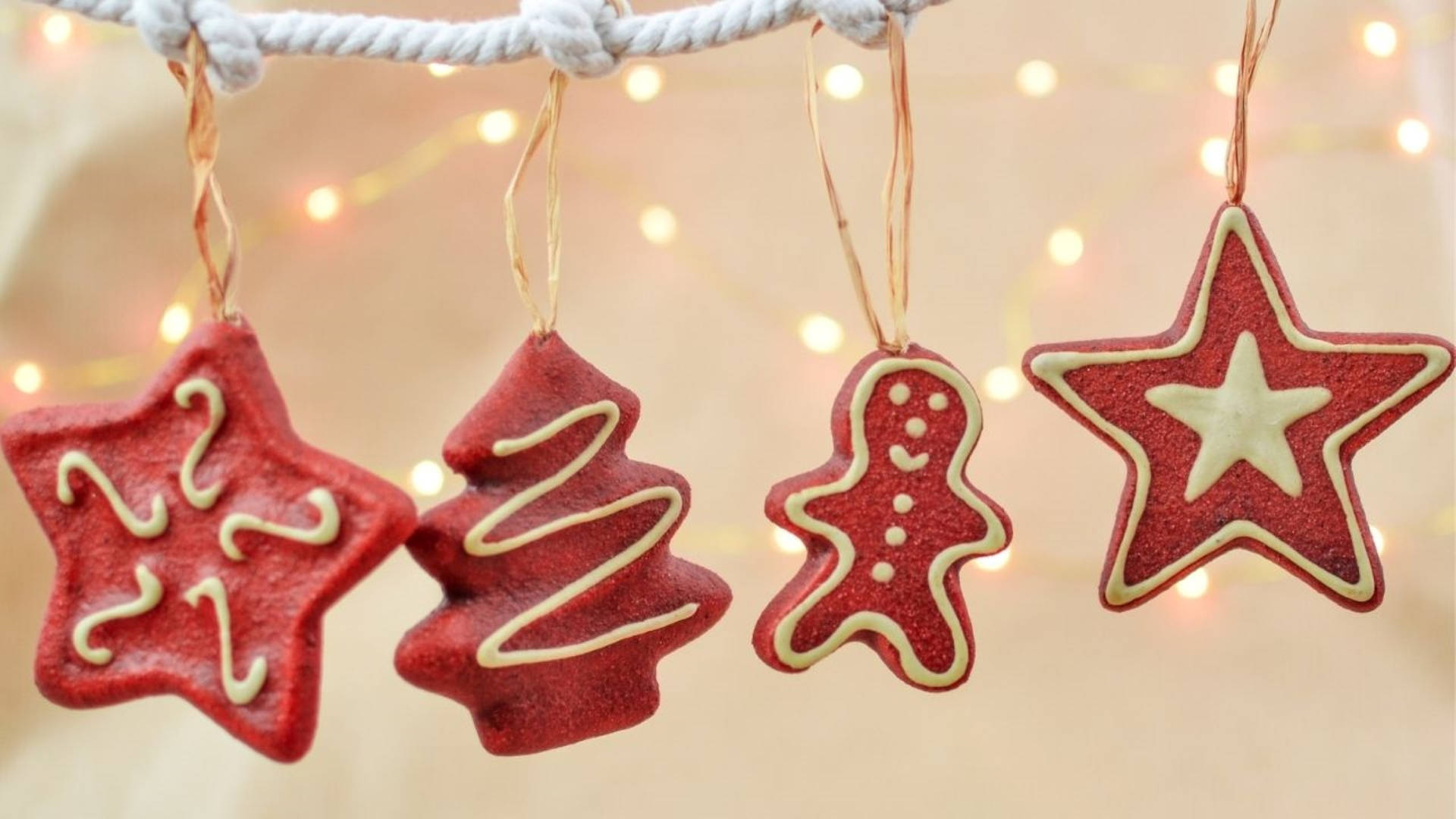 Red Ornaments Christmas Aesthetic Background