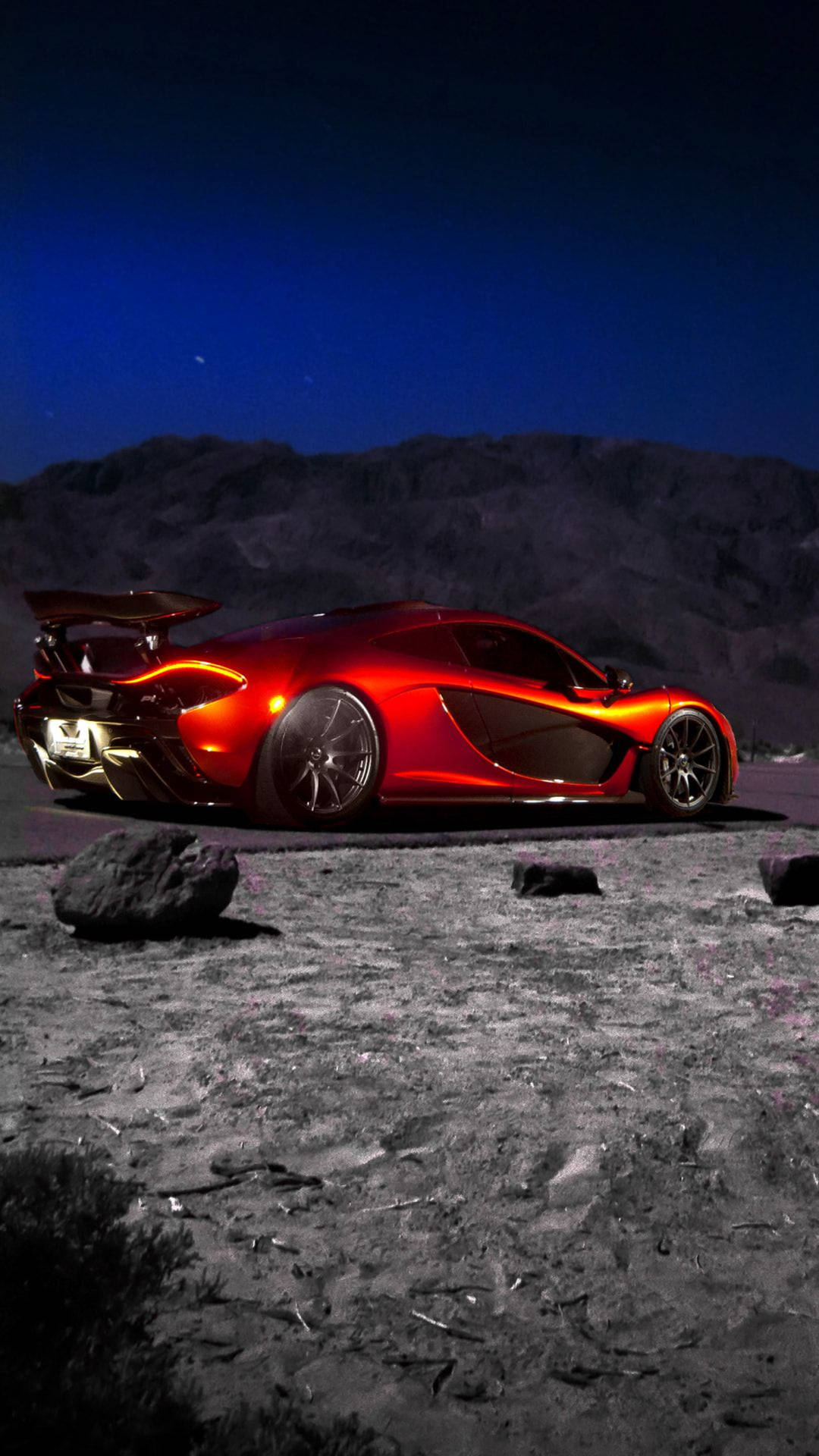 Red P1 Mclaren Iphone At Mountain Background
