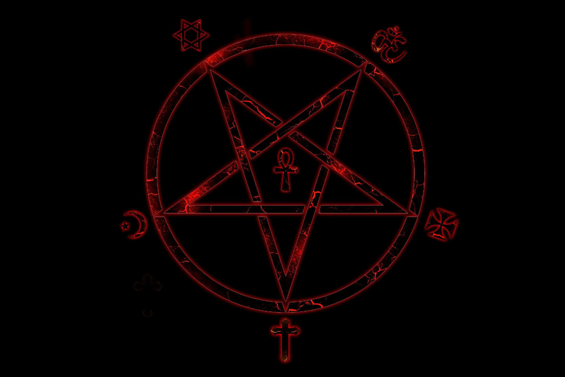Red Pentagram Satanic Symbol Background