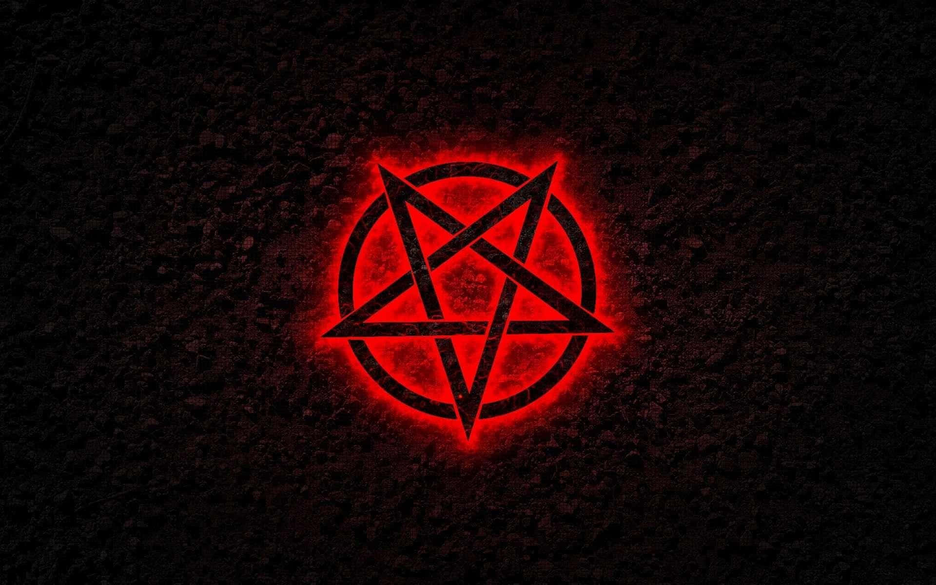 Red Pentagramon Black Background Background