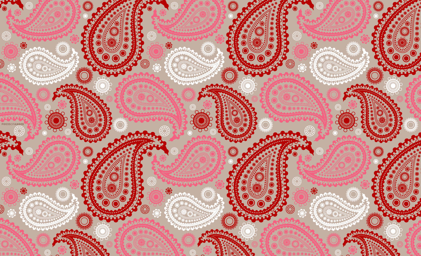 Red Persian Paisley Print Background