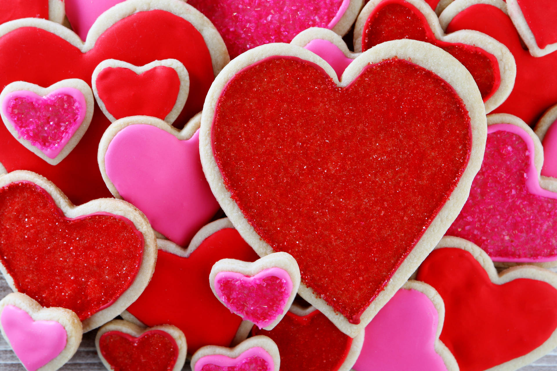 Red Pink Heart Cookies Background