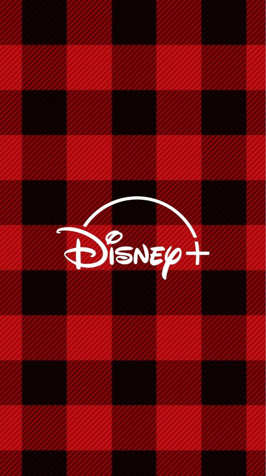 Red Plaid Disney Logo Background