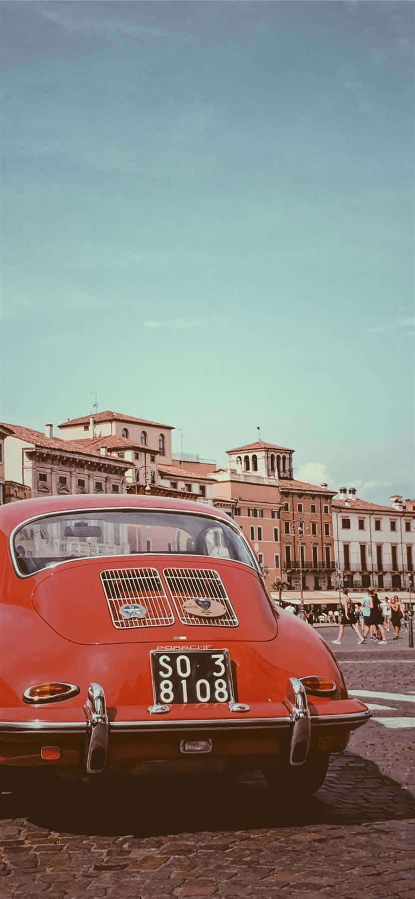 Red Porsche 356 Retro Iphone Background
