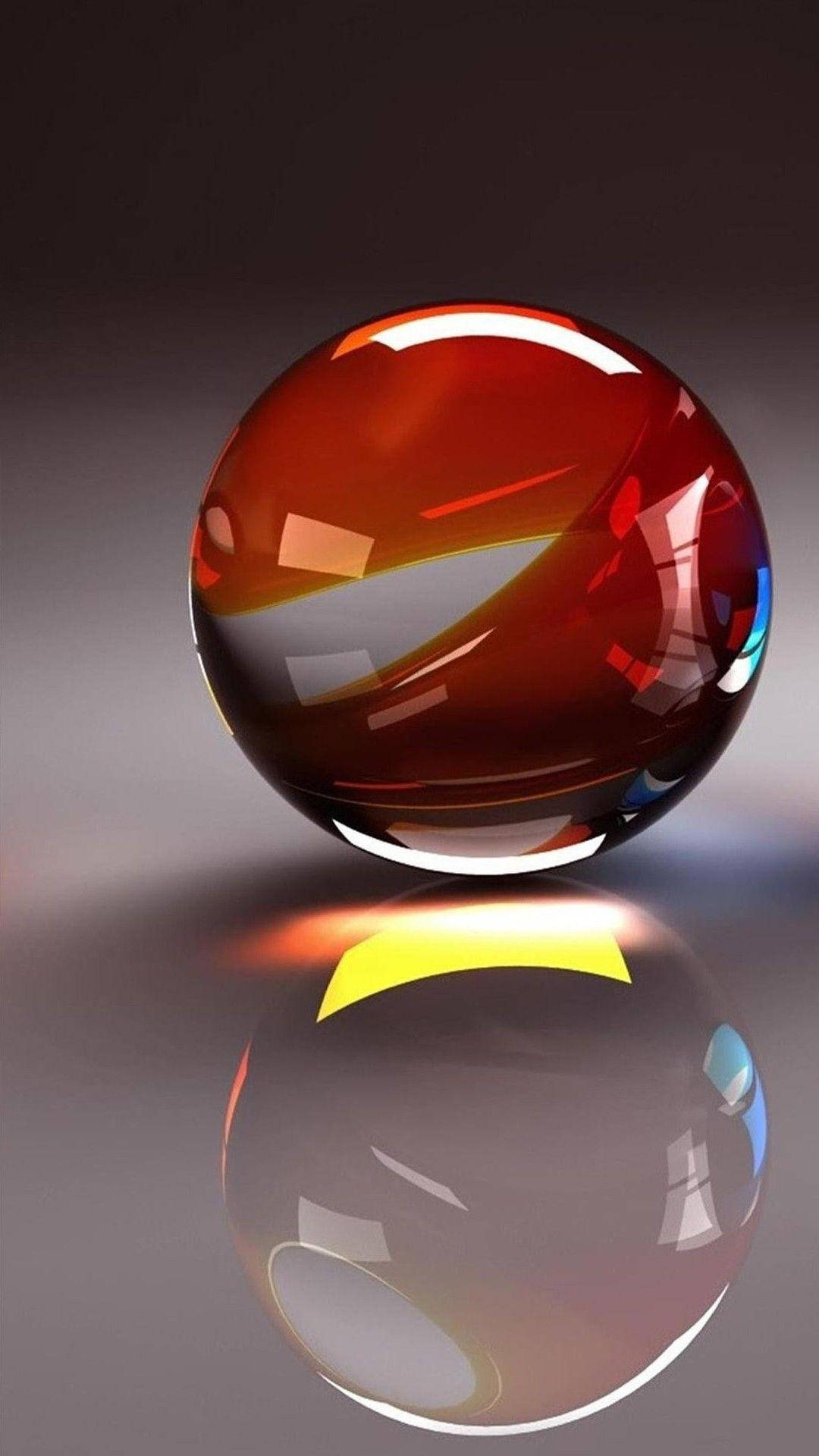 Red Reflecting Ball 3d Android Phone Background