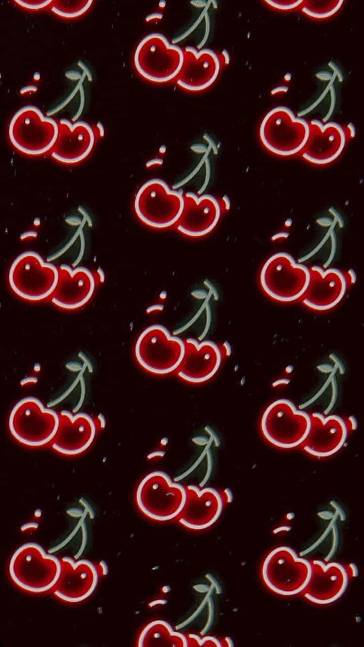 Red Retro 80s Aesthetic Cherries Background