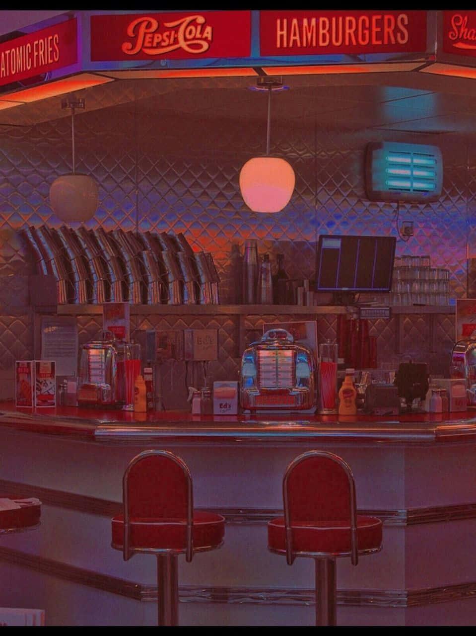 Red Retro 80s Aesthetic Diner Background