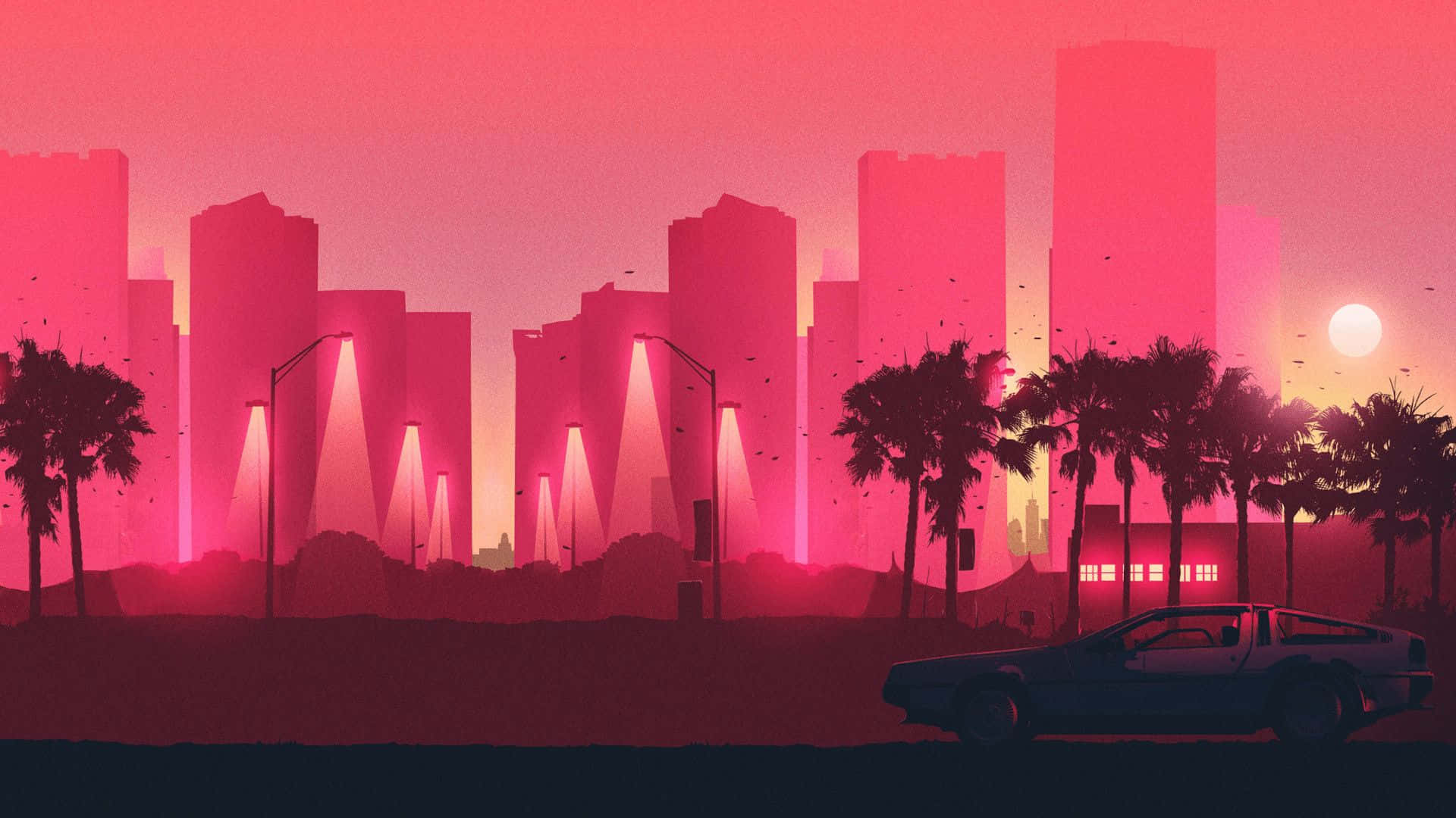 Red Retro 80s Aesthetic Dmc Delorean Background