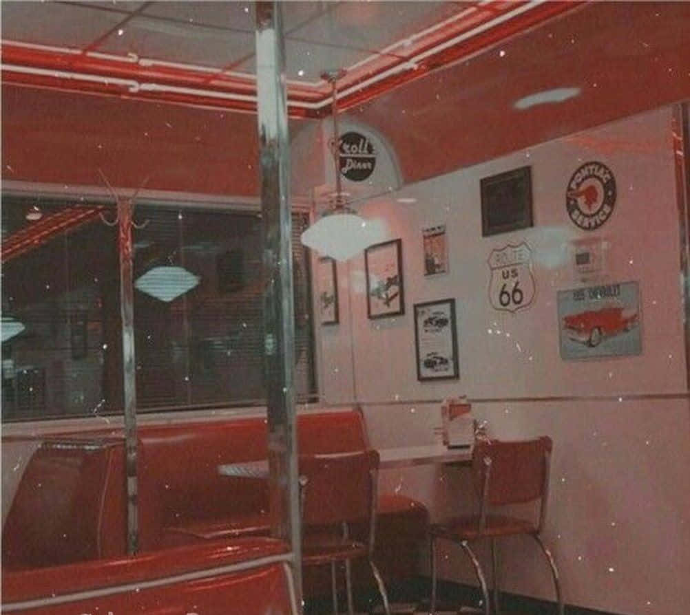 Red Retro 80s Aesthetic Vintage Diner Background