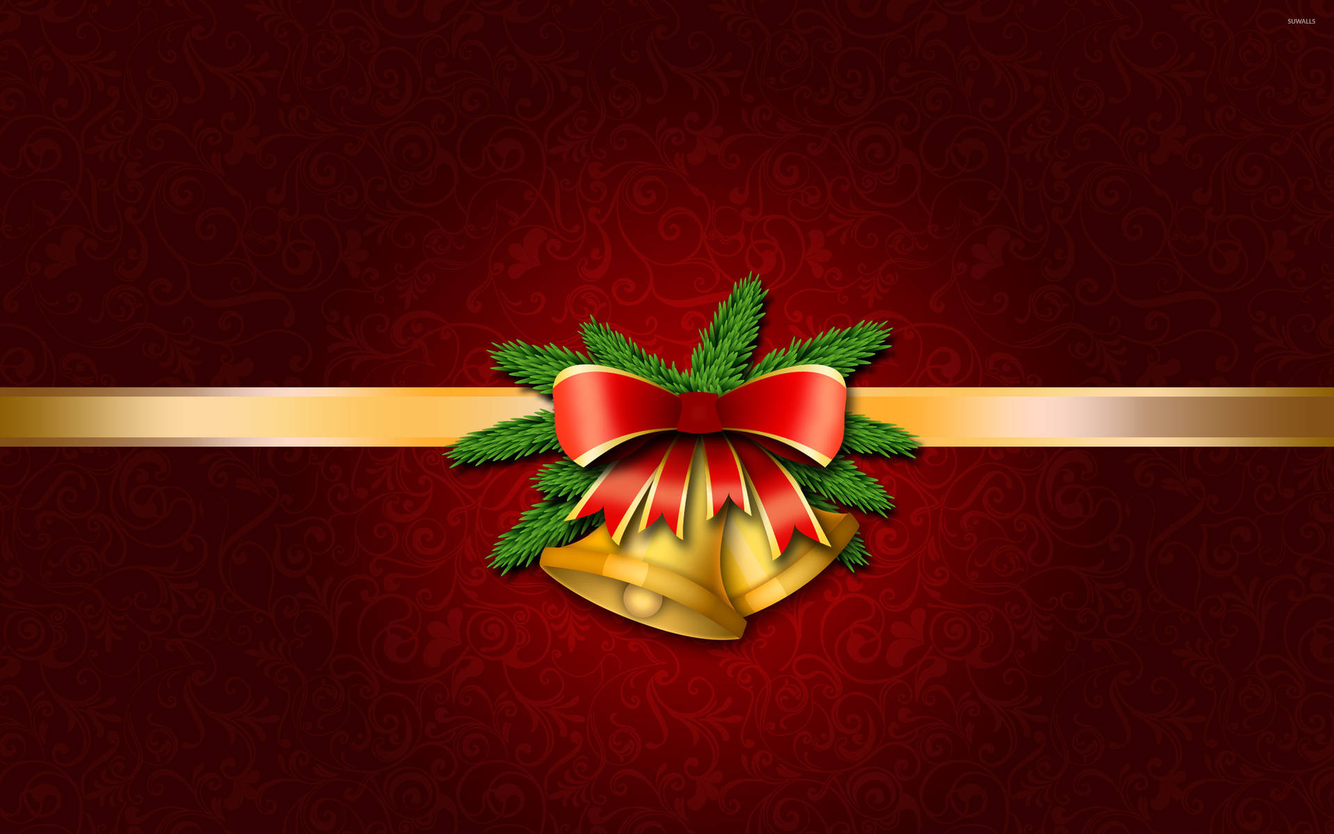 Red Ribbon Christmas Bell Background