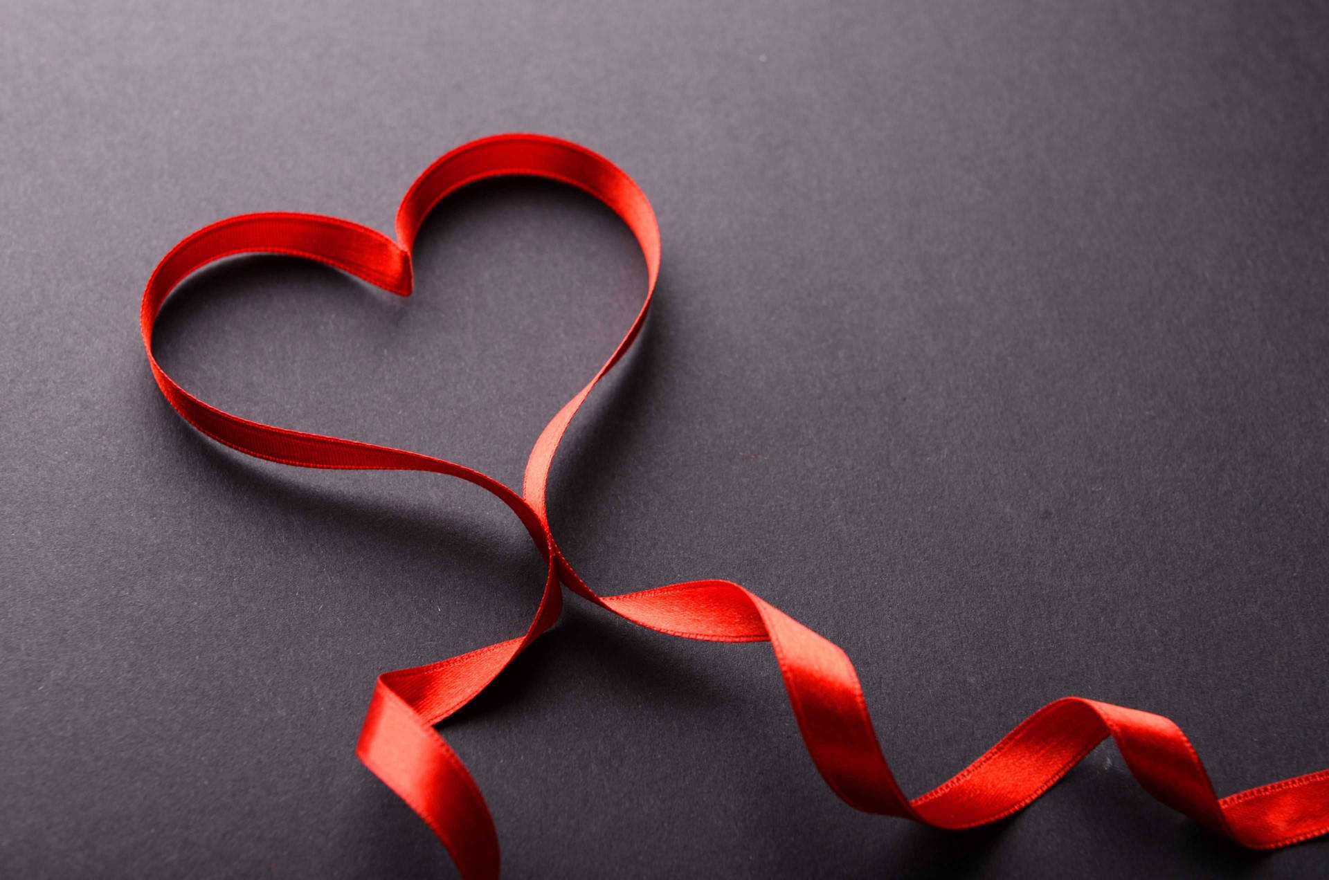 Red Ribbon Heart Valentines Day Desktop Background