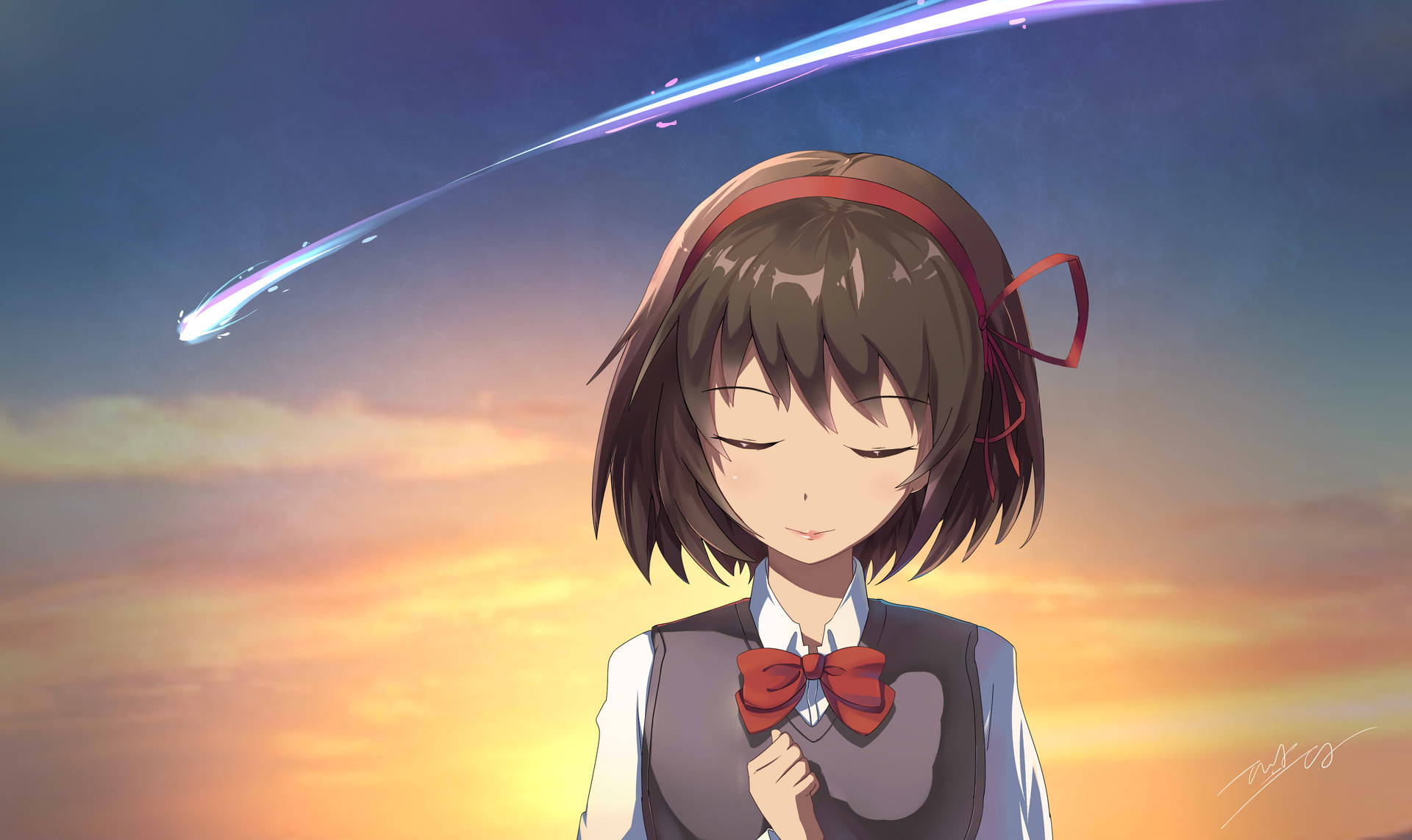 Red Ribbon Mistuha Your Name 4k