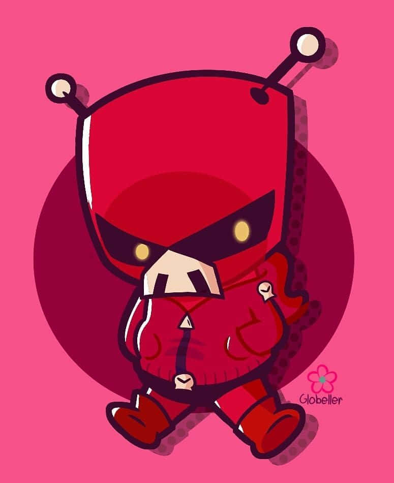 Red Robot Cartoon Character Background