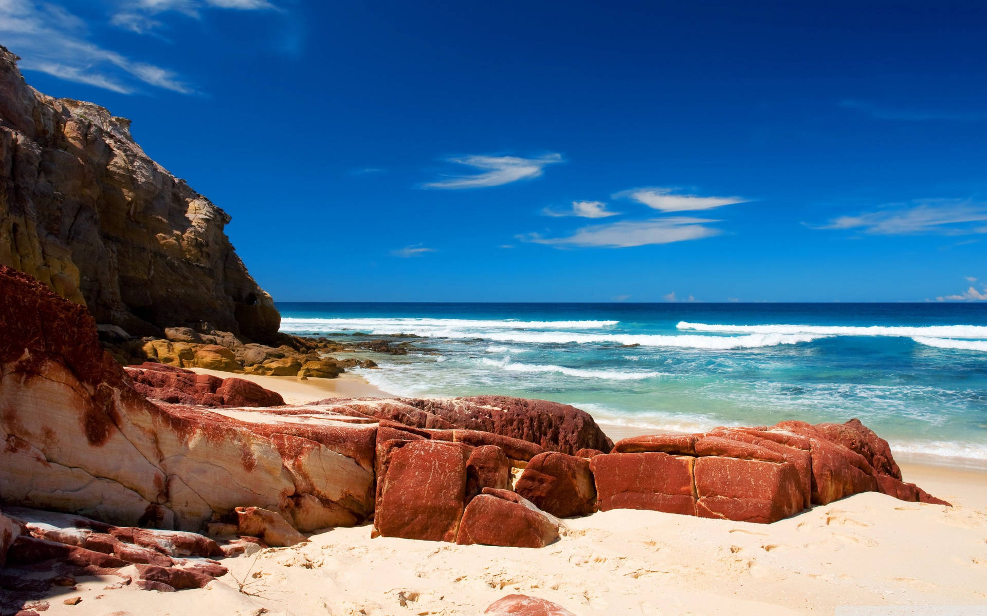 Red Rock By The Beach Background