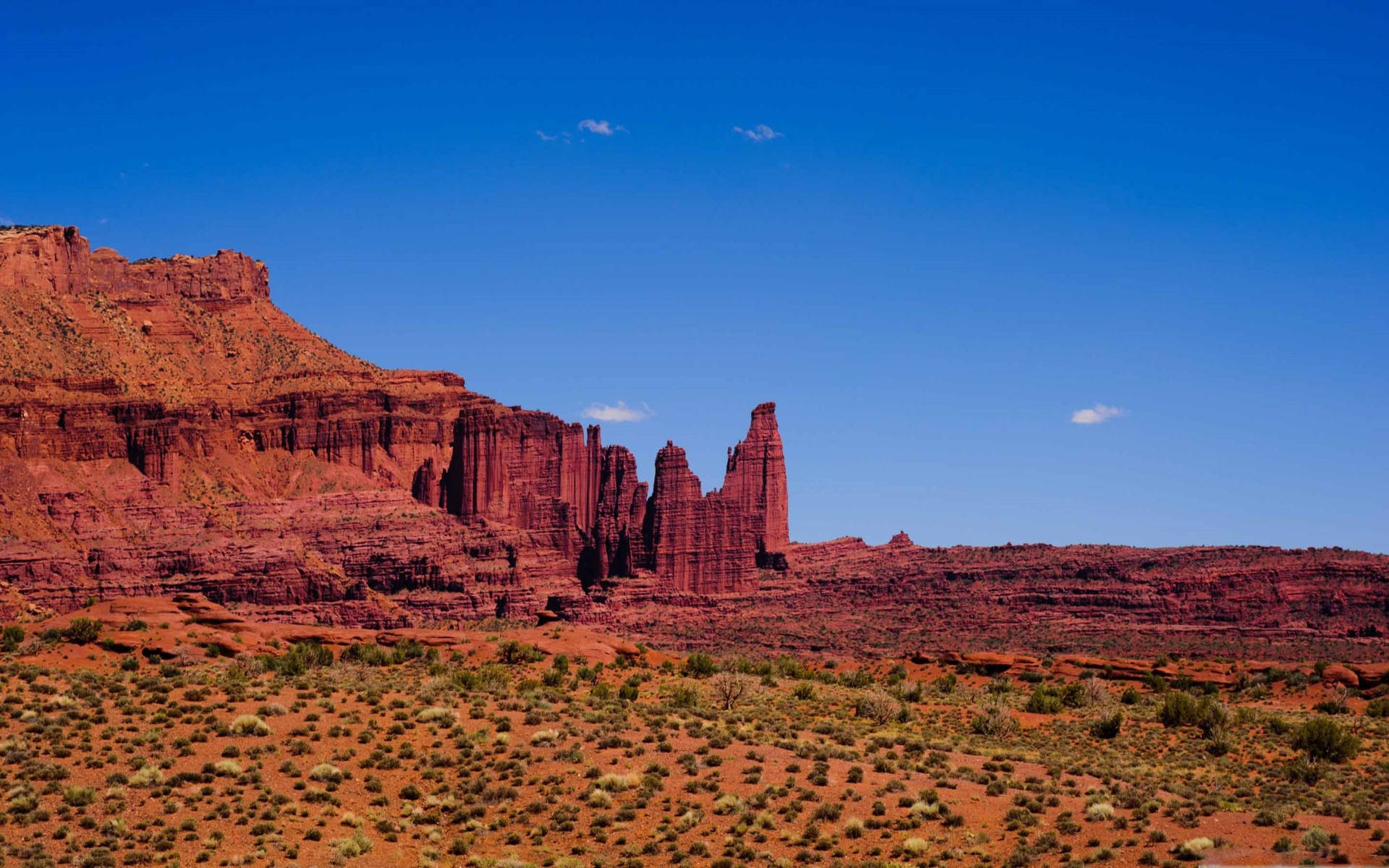 Red Rock Canyon Under Clear Blue Sky Background