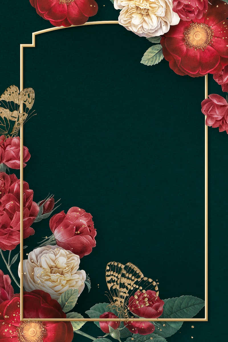 Red Roses Border Wedding Background