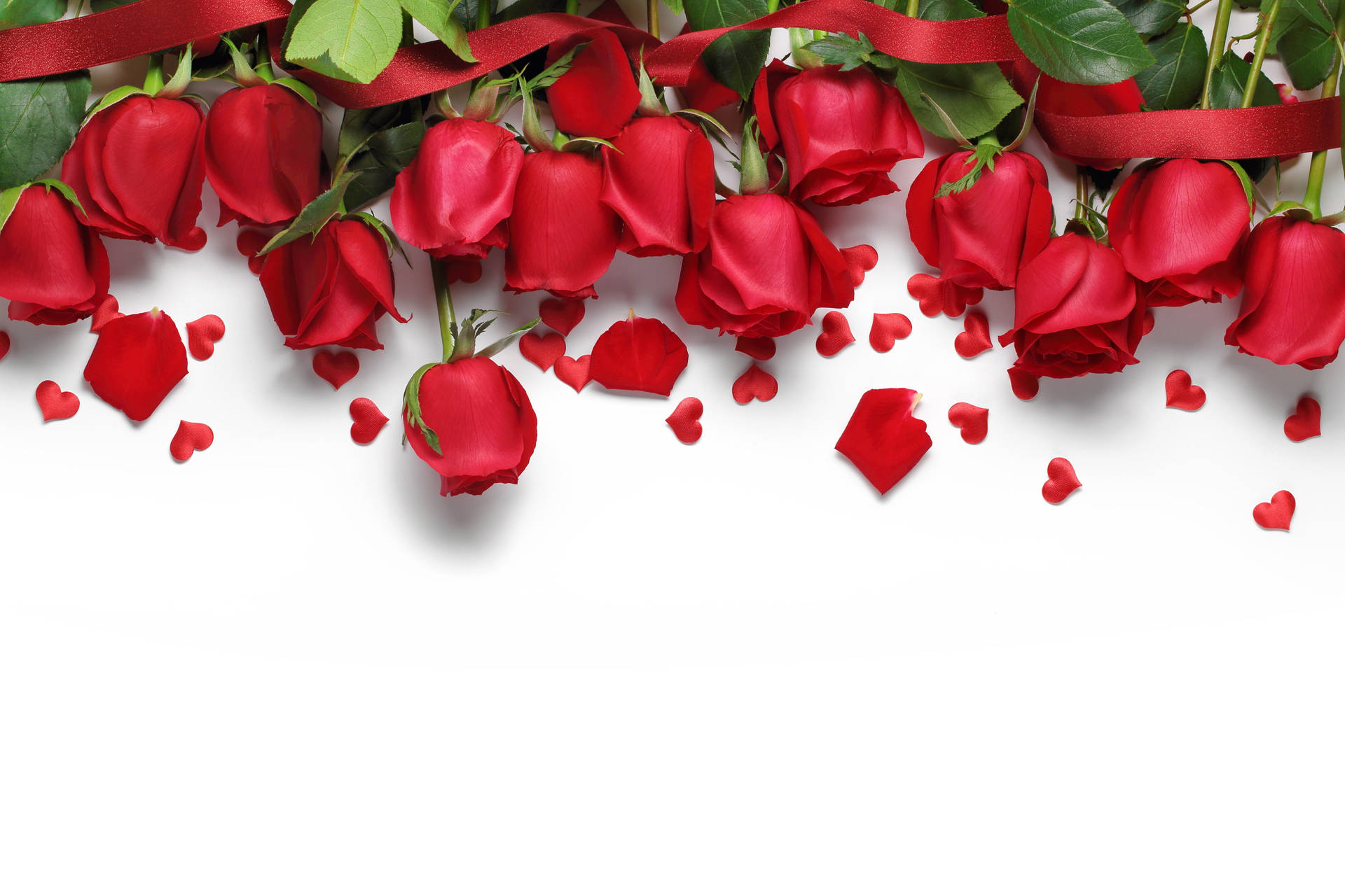 Red Roses Heart Petals Background