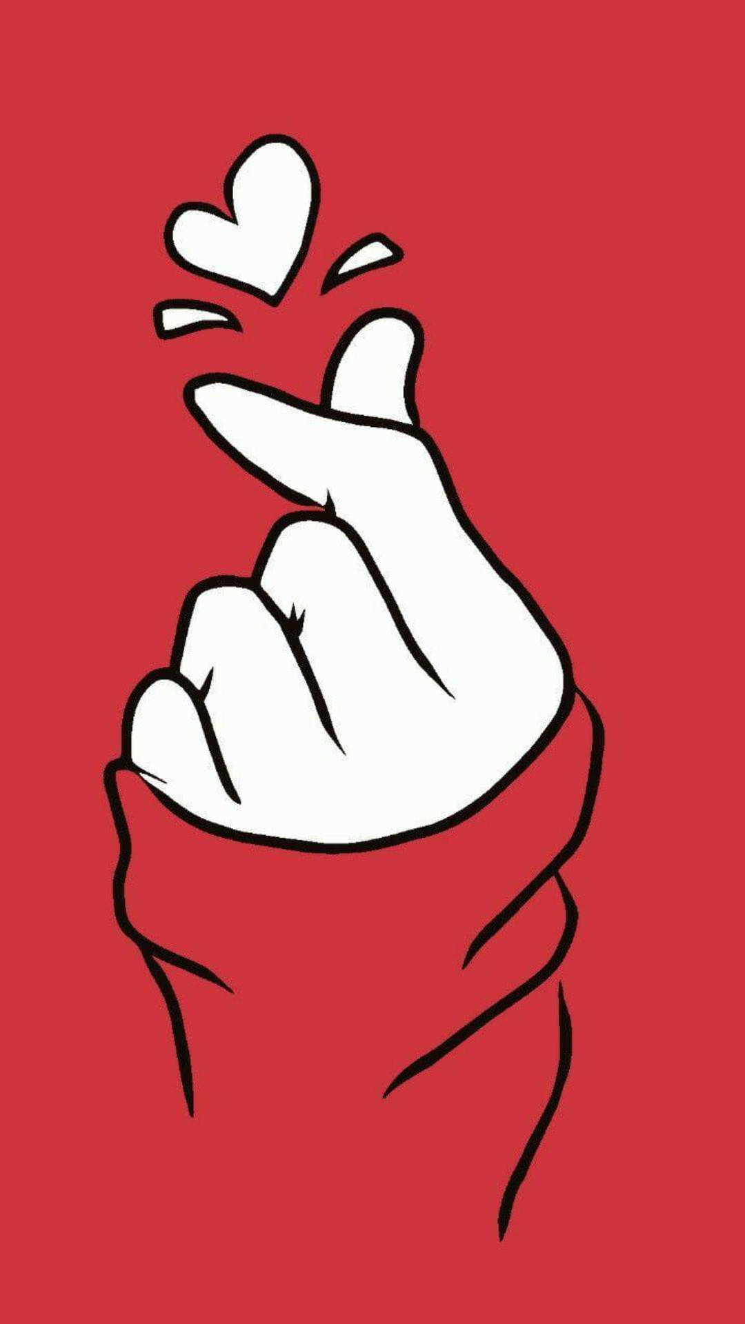 Red Saranghae Finger Heart Background