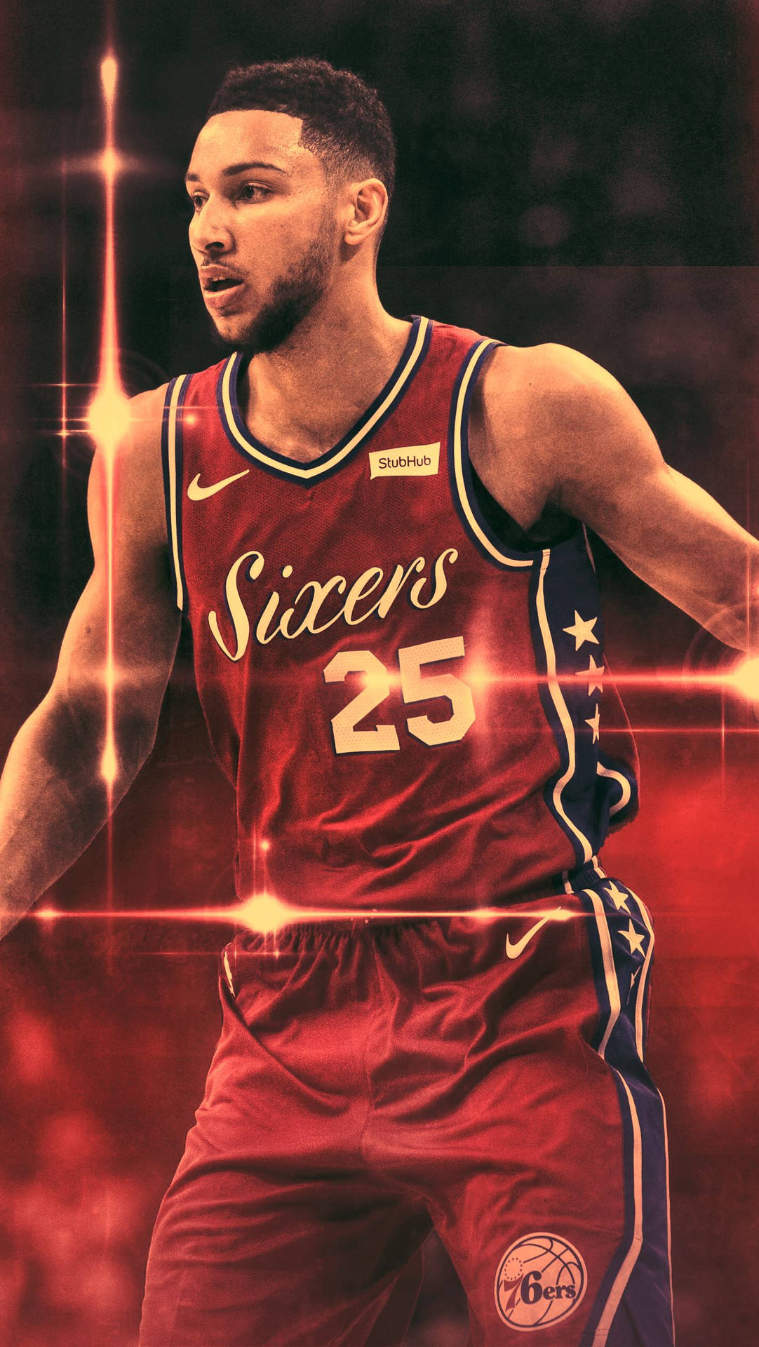 Red Scaled Ben Simmons Portrait Background