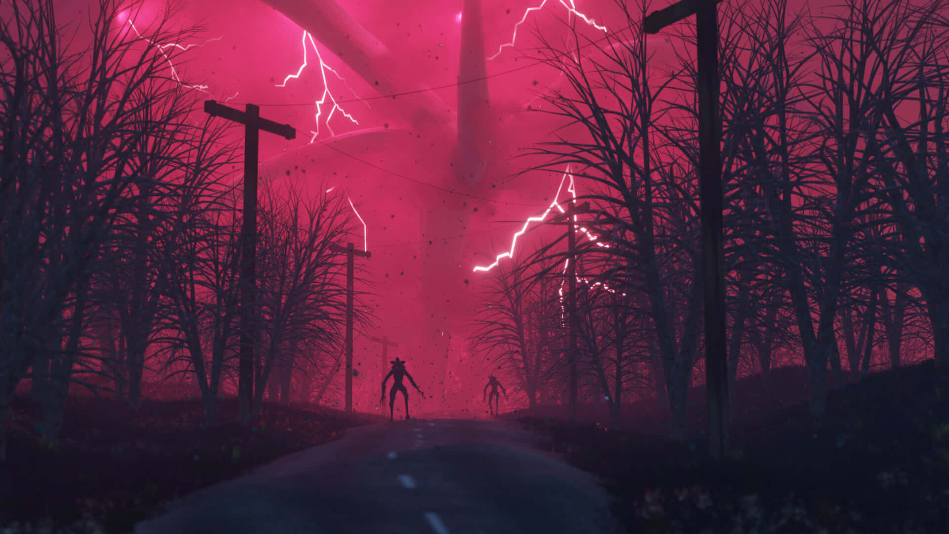 Red Scary Stranger Things Forest Background