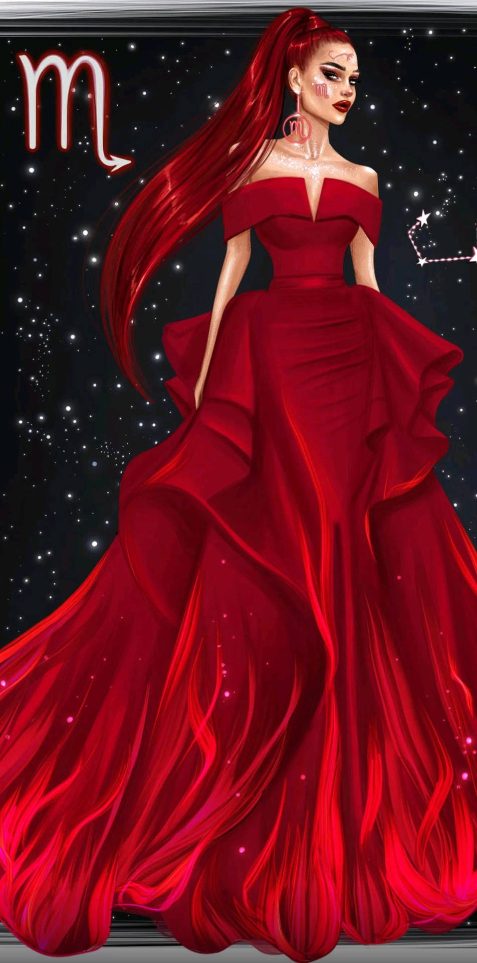 Red Scorpio Aesthetic Dress Background
