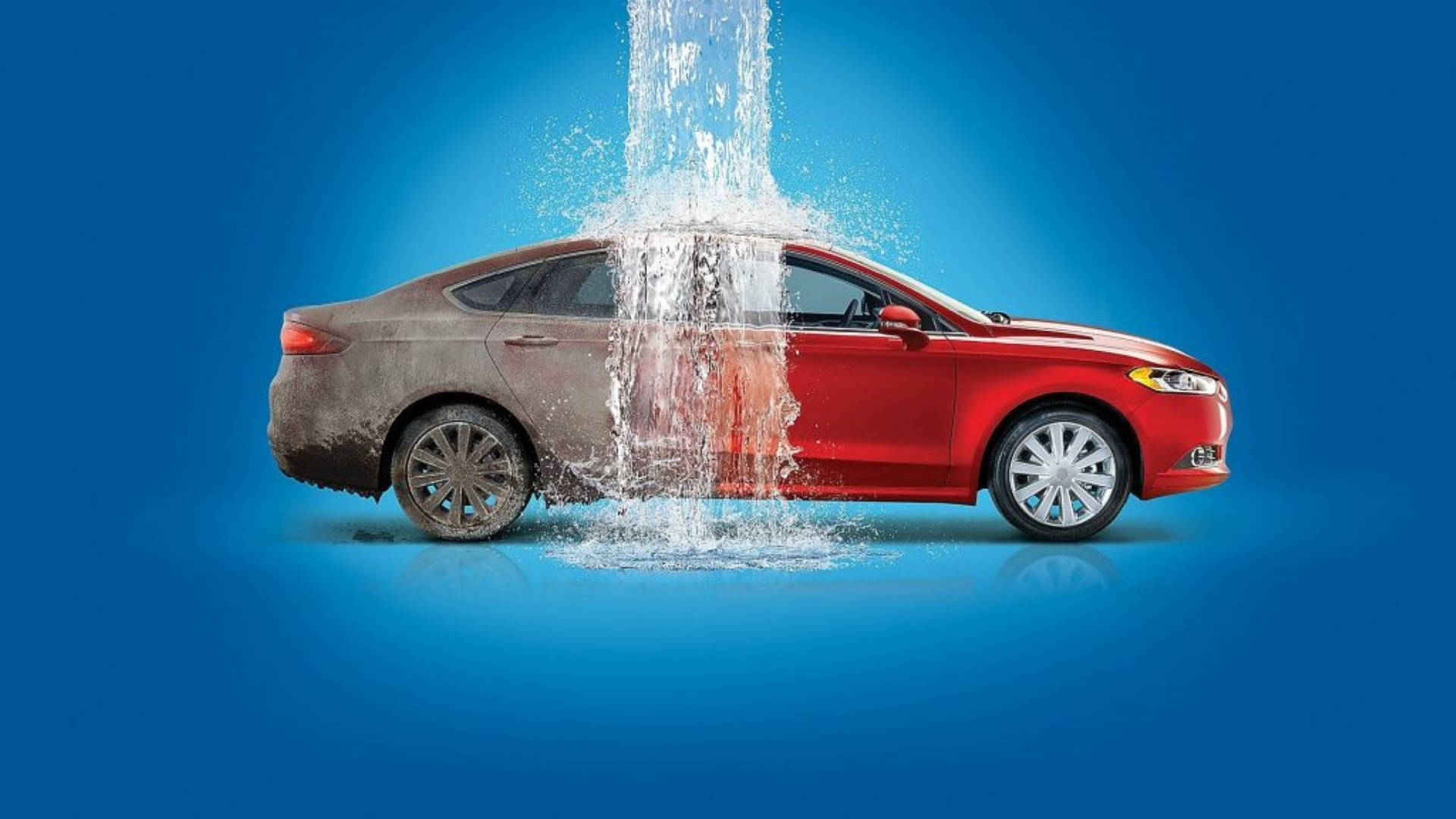 Red Sedan Car Wash Graphic