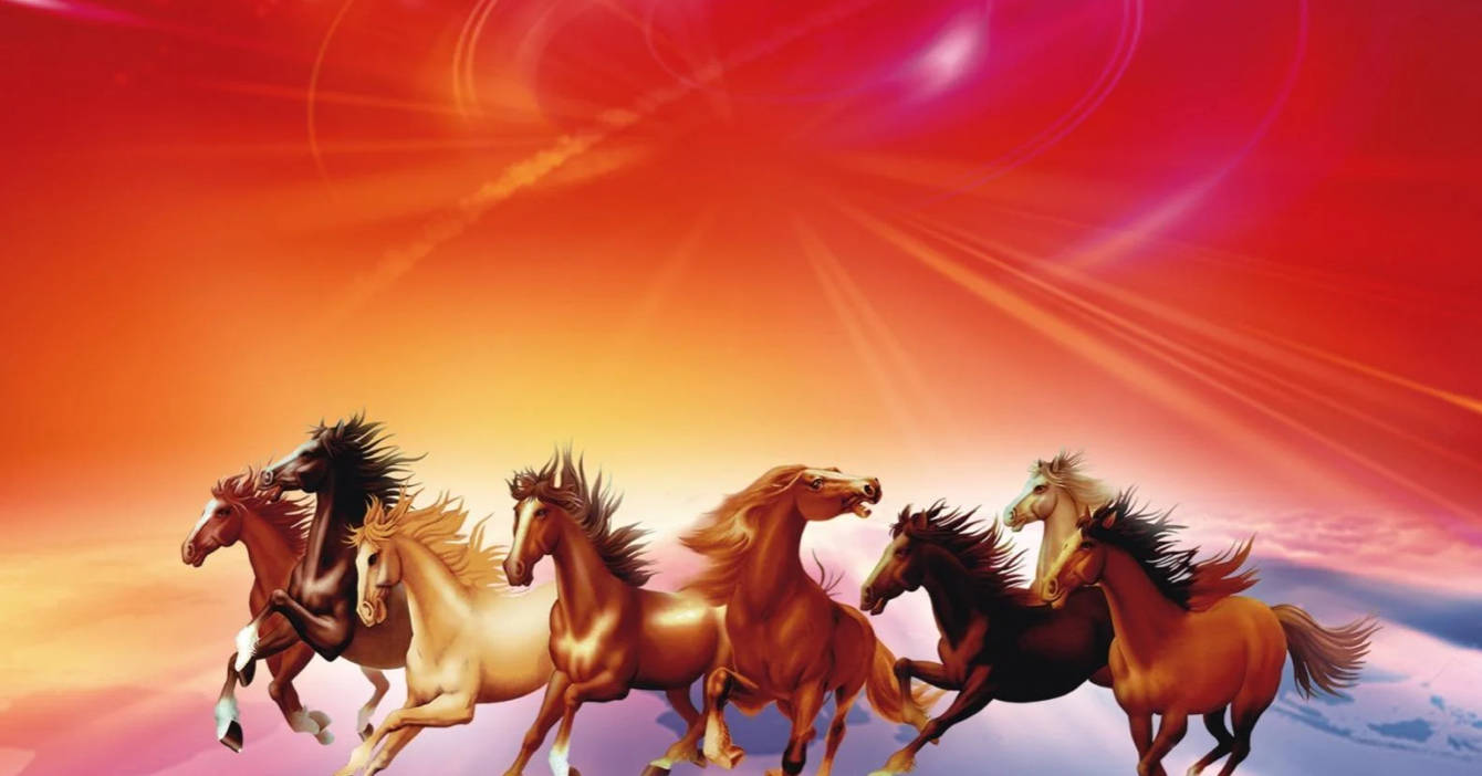 Red Seven Horses Background