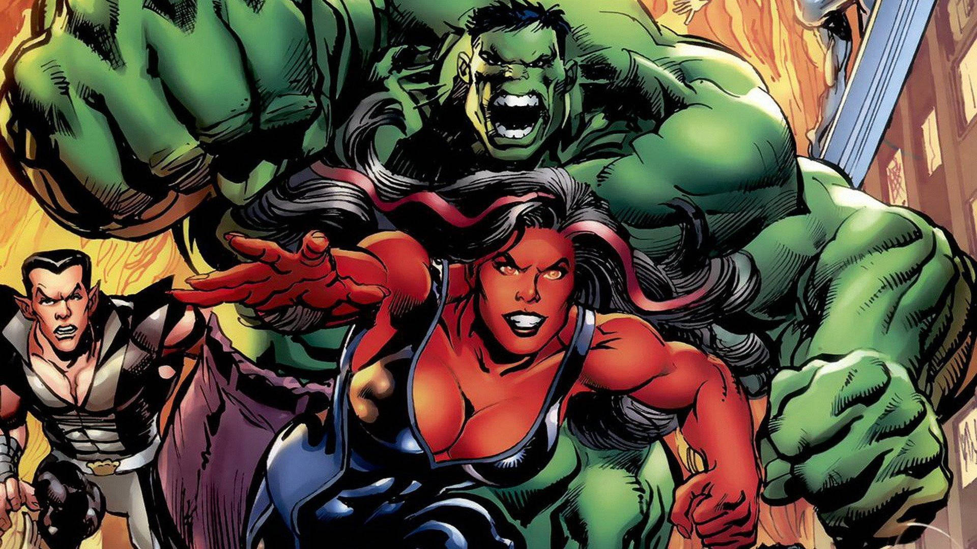 Red She Hulk Versus Hulk Background