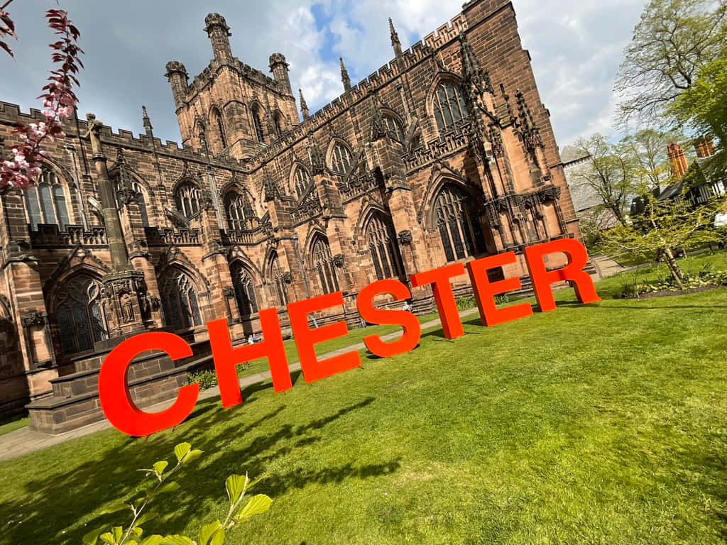 Red Sign Outside Of Chester Cathedral