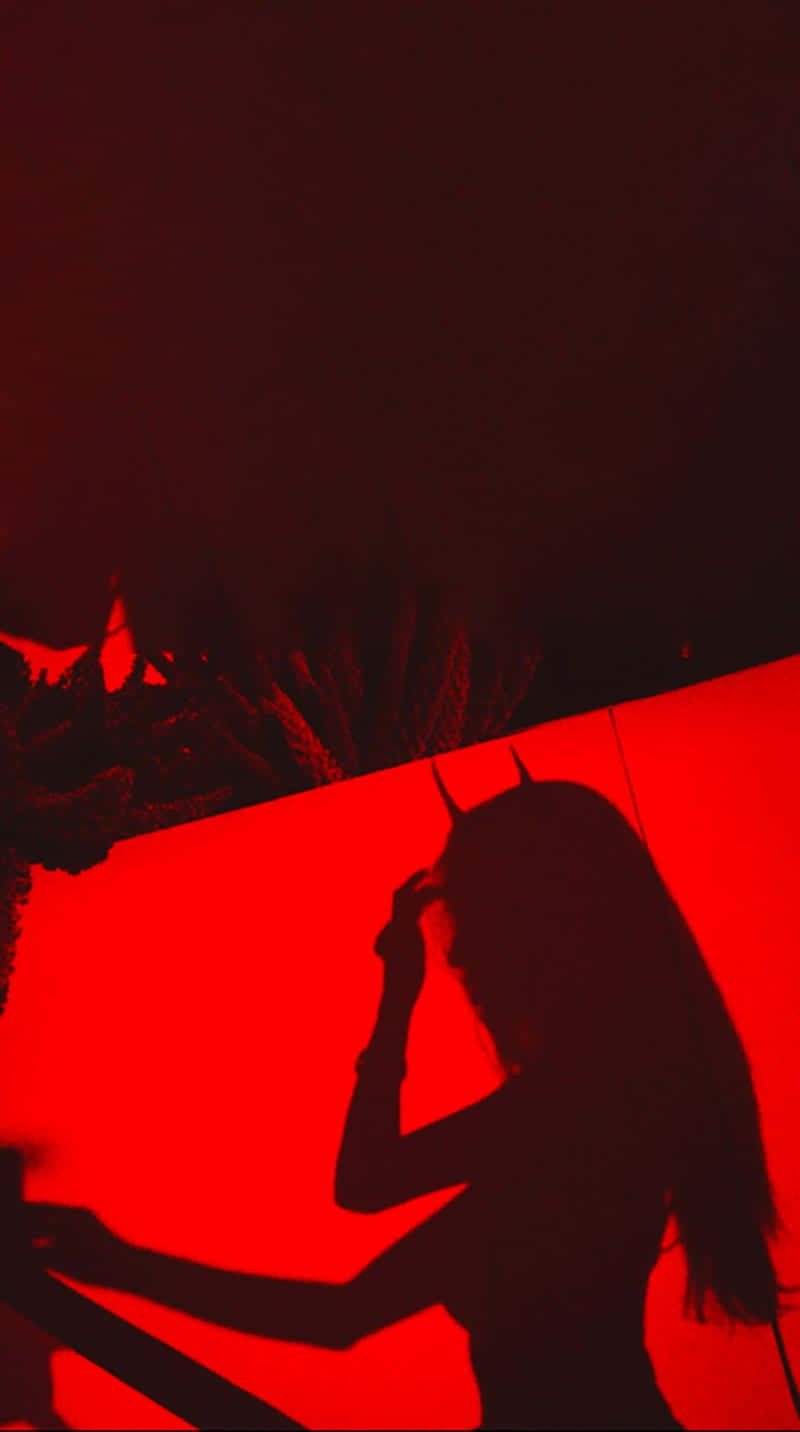 Red Silhouette Demon Aesthetic Background