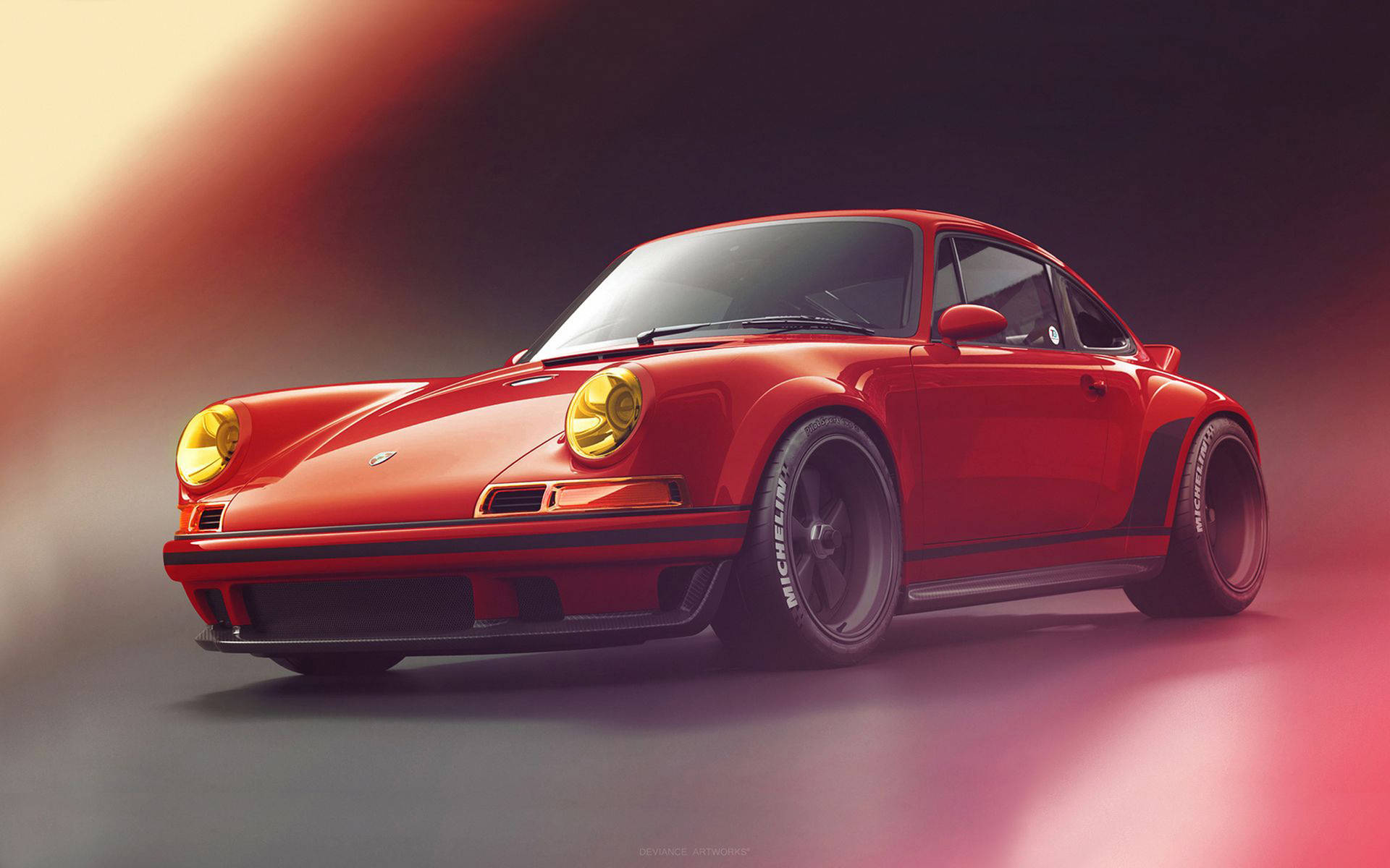 Red Singer Porsche 911 Background