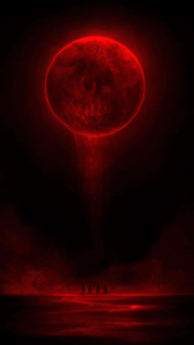 Red Skull Eclipse Dark Fantasy Background