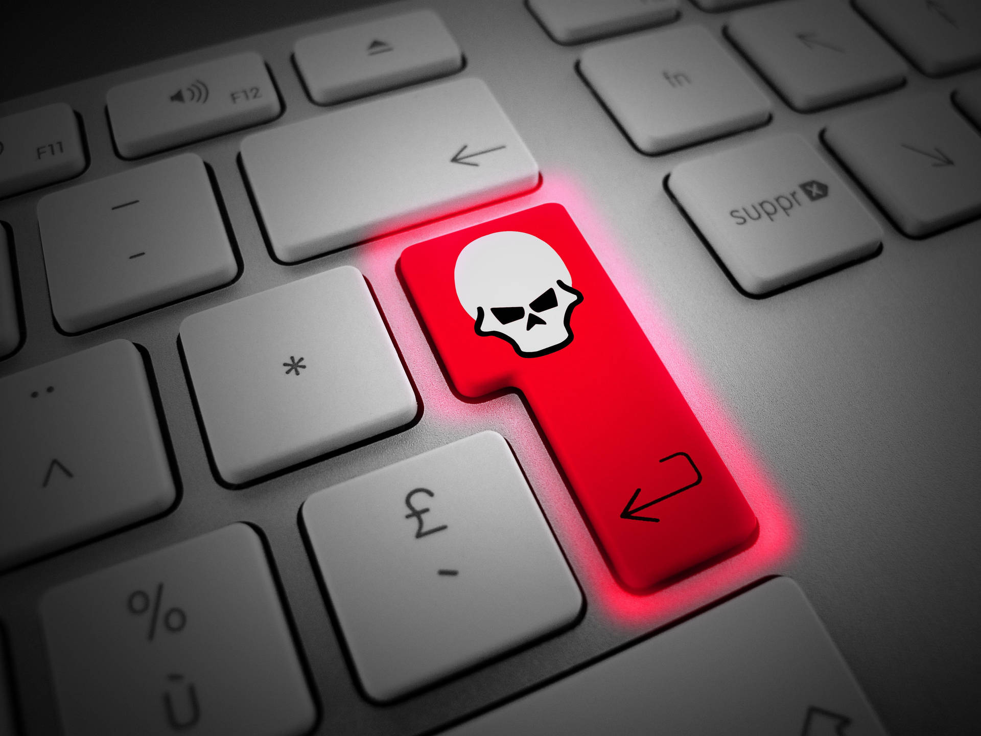 Red Skull Enter Key Hacker 4k Background