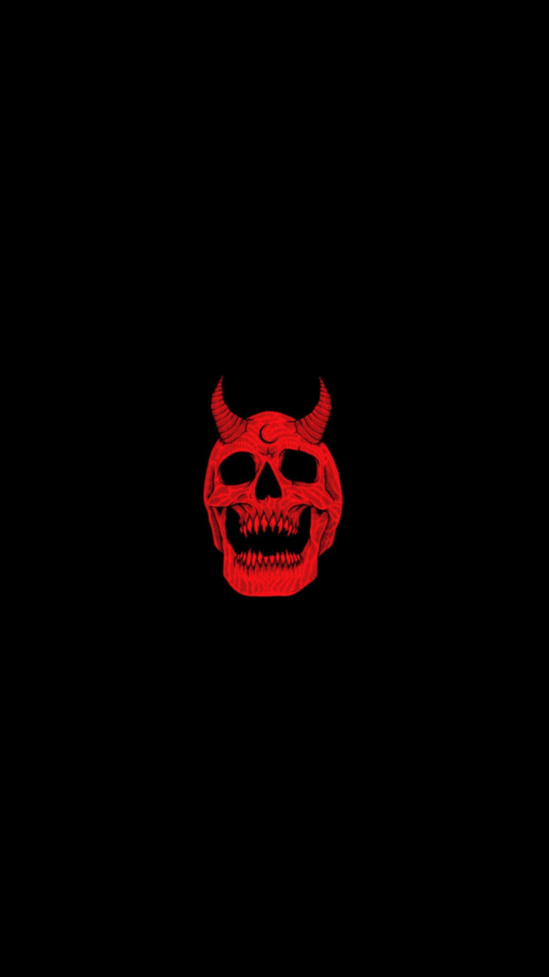 Red Skull Horns Black Background Background