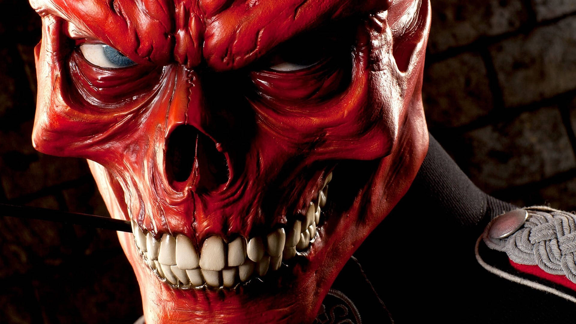 Red Skull Maniacal Grin Background