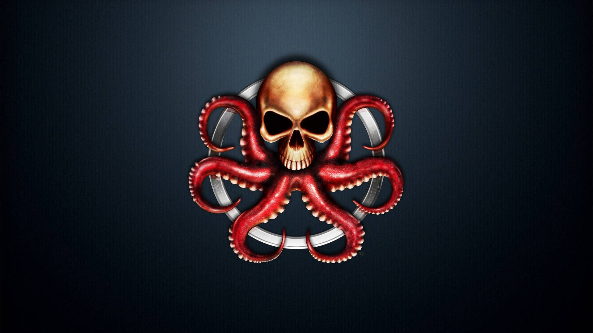 Red Skull Octopus Logo Background