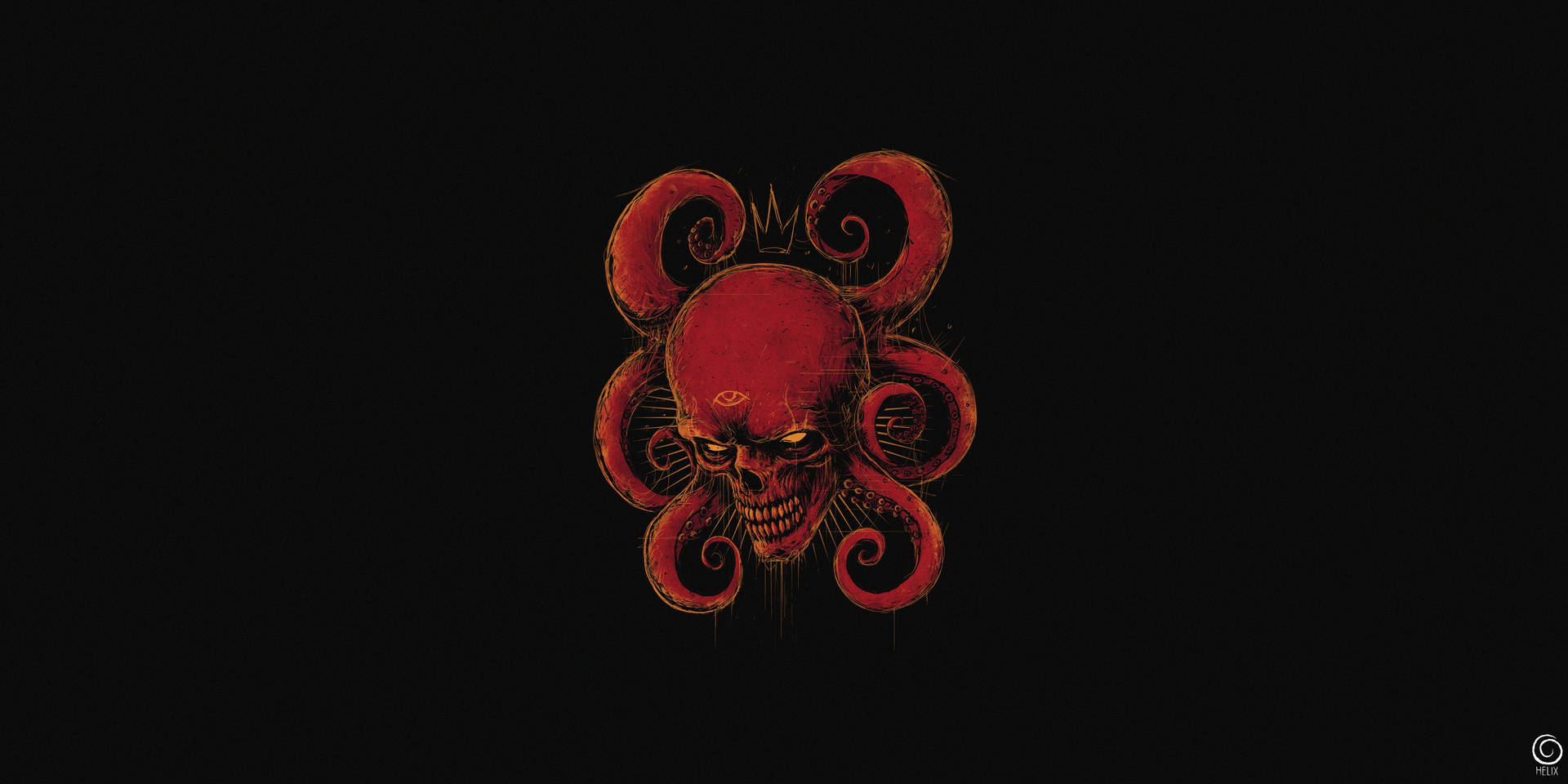 Red Skull Tentacles Background